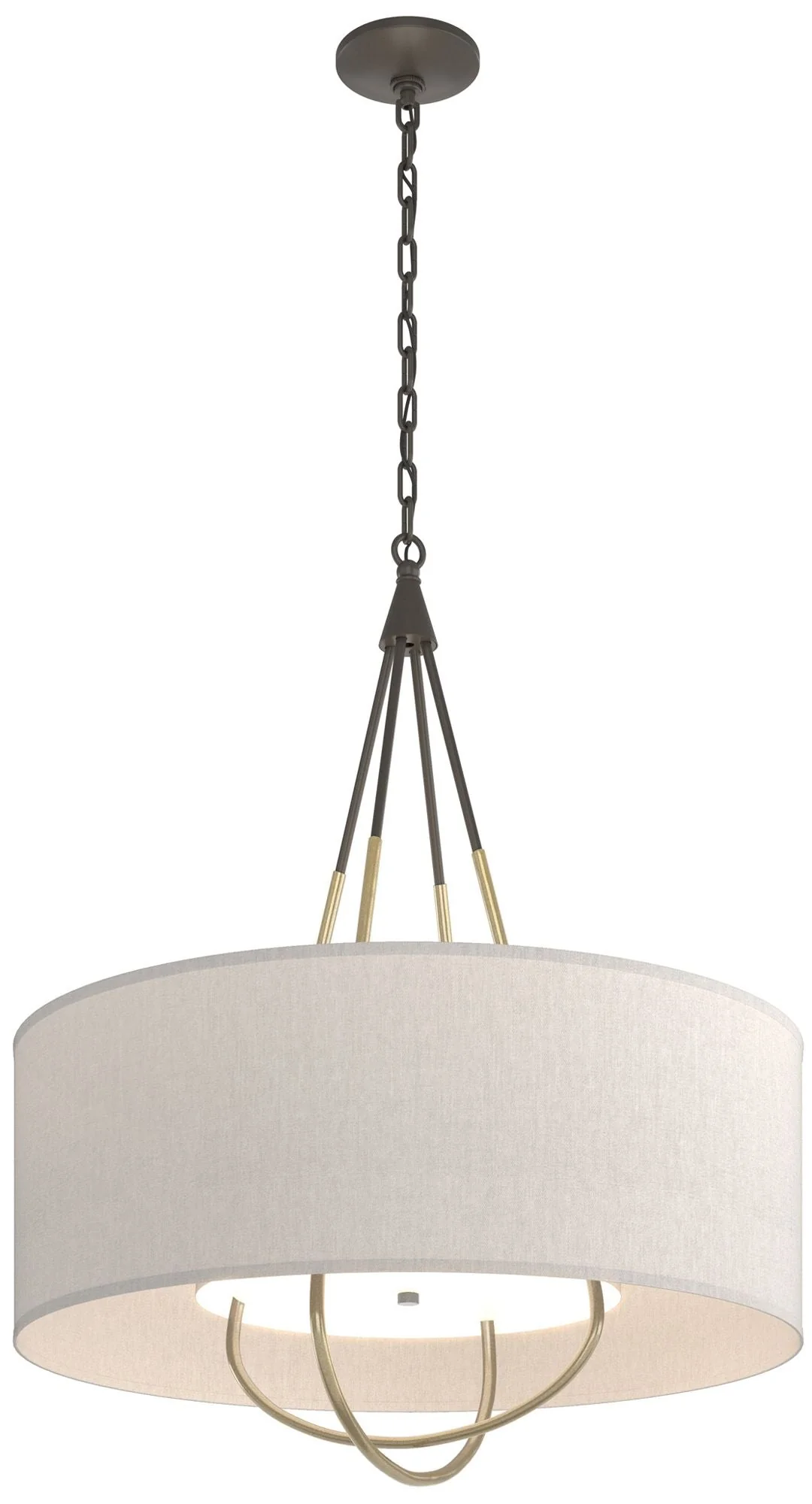 Loop Pendant - Dark Smoke - Modern Brass - Flax Shade - Image 1