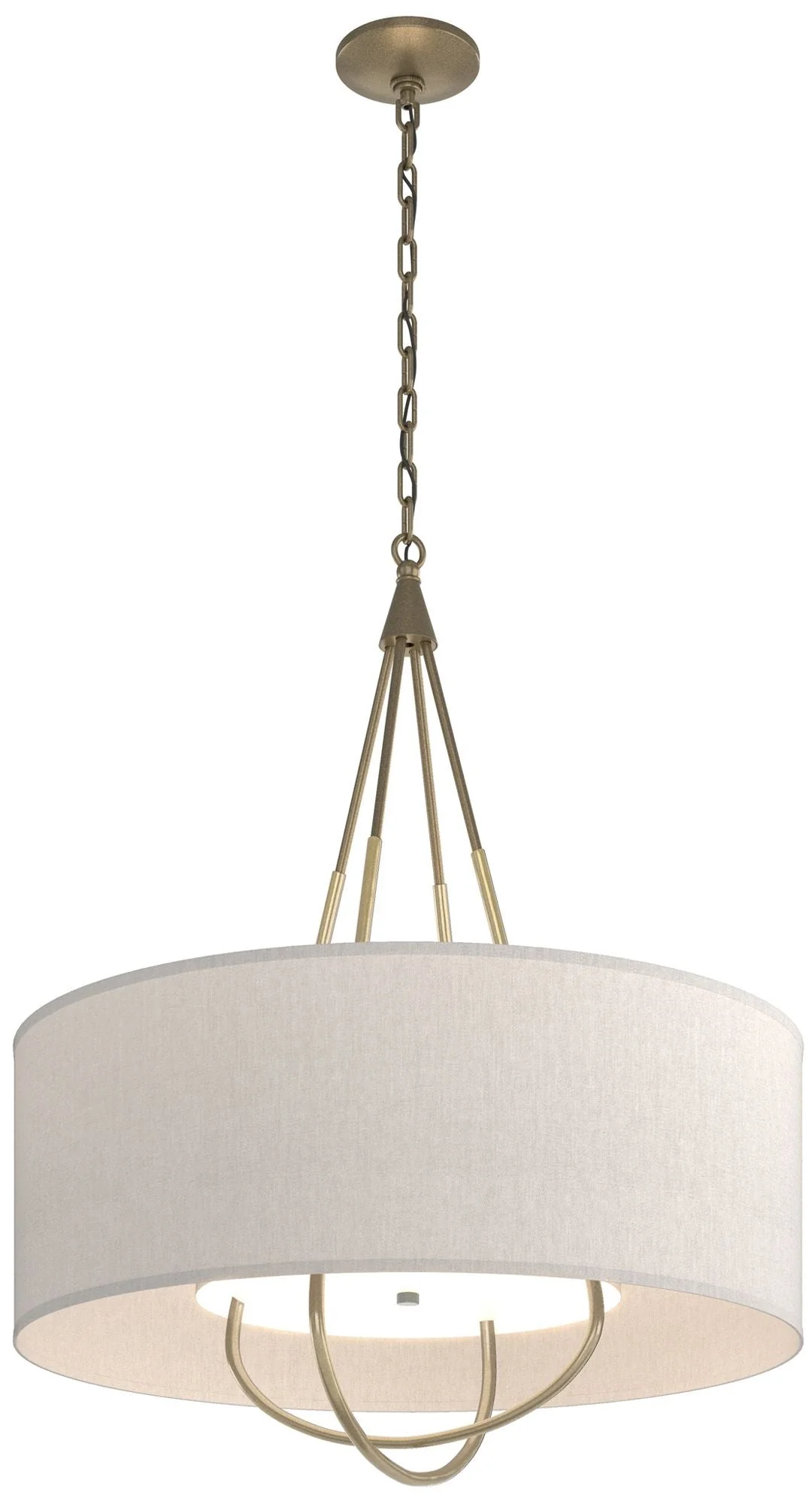 Loop Pendant - Gold - Modern Brass - Flax Shade - Image 1