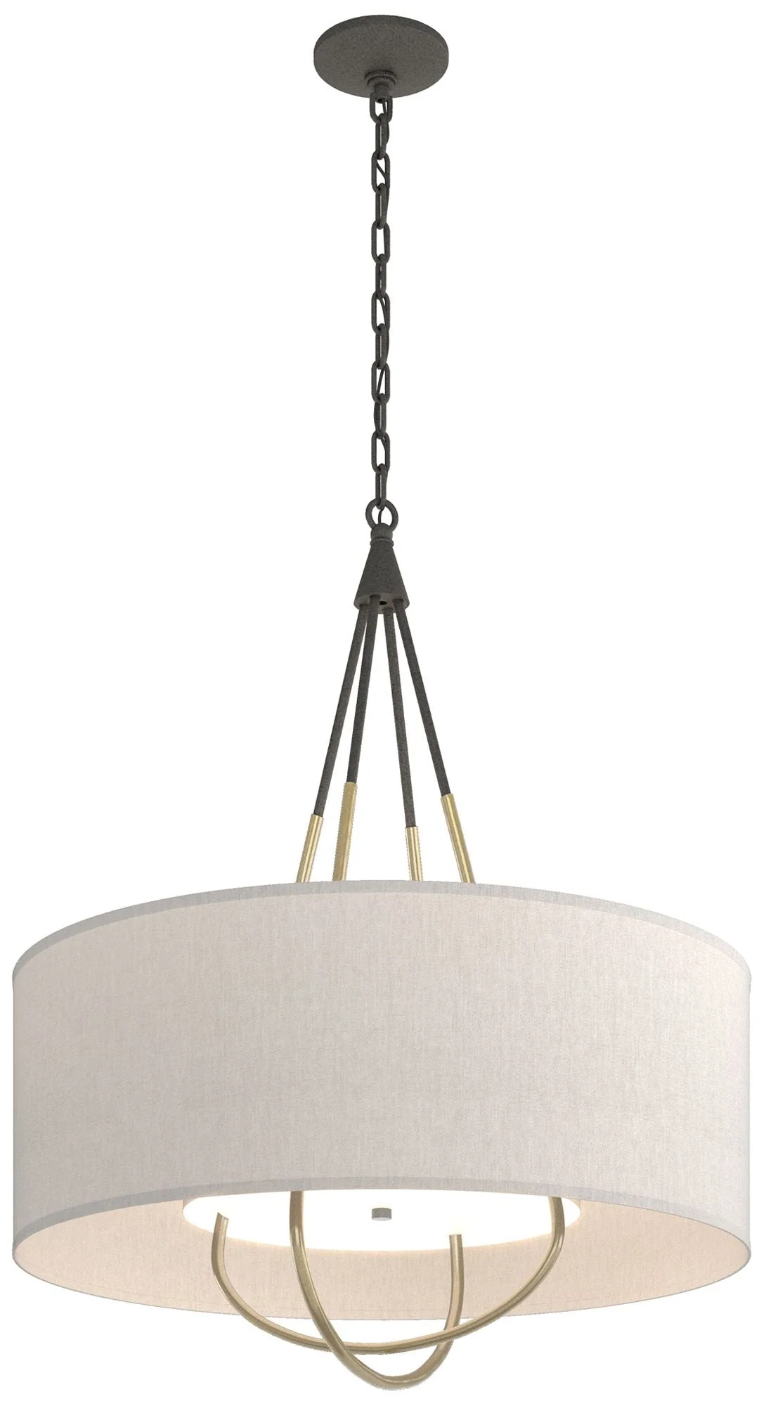 Loop Pendant - Iron - Modern Brass - Flax Shade - Image 1