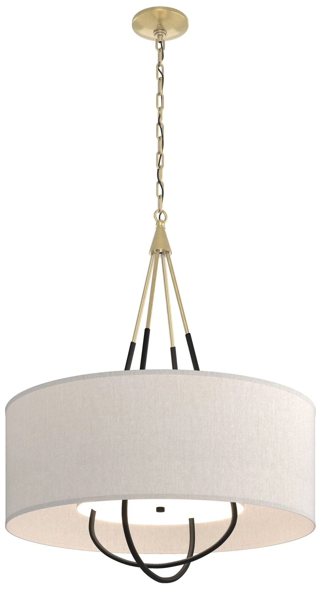 Loop Pendant - Modern Brass - Black - Flax Shade - Image 1