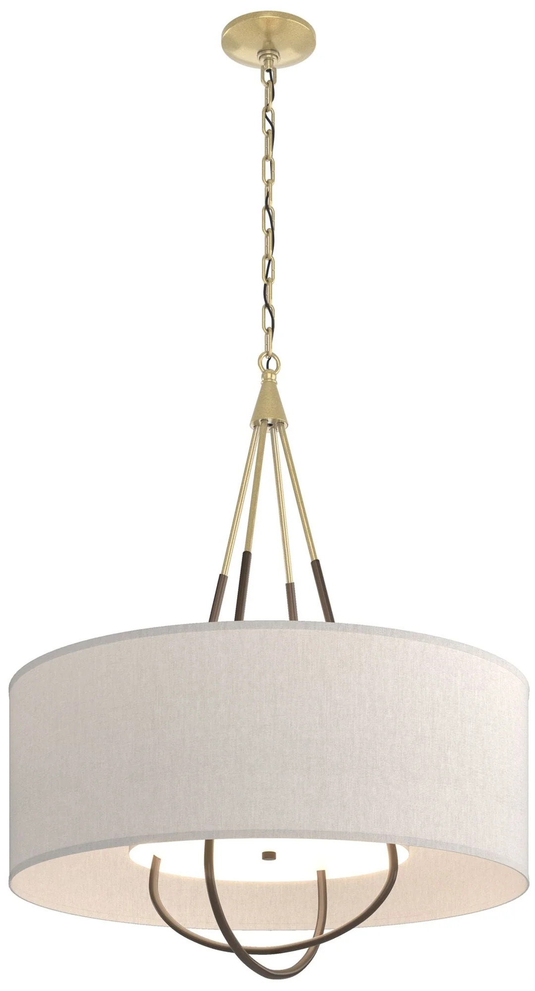 Loop Pendant - Modern Brass - Bronze - Flax Shade - Image 1