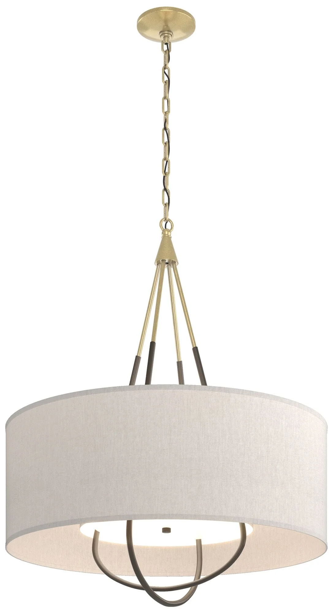 Loop Pendant - Modern Brass - Dark Smoke - Flax Shade - Image 1
