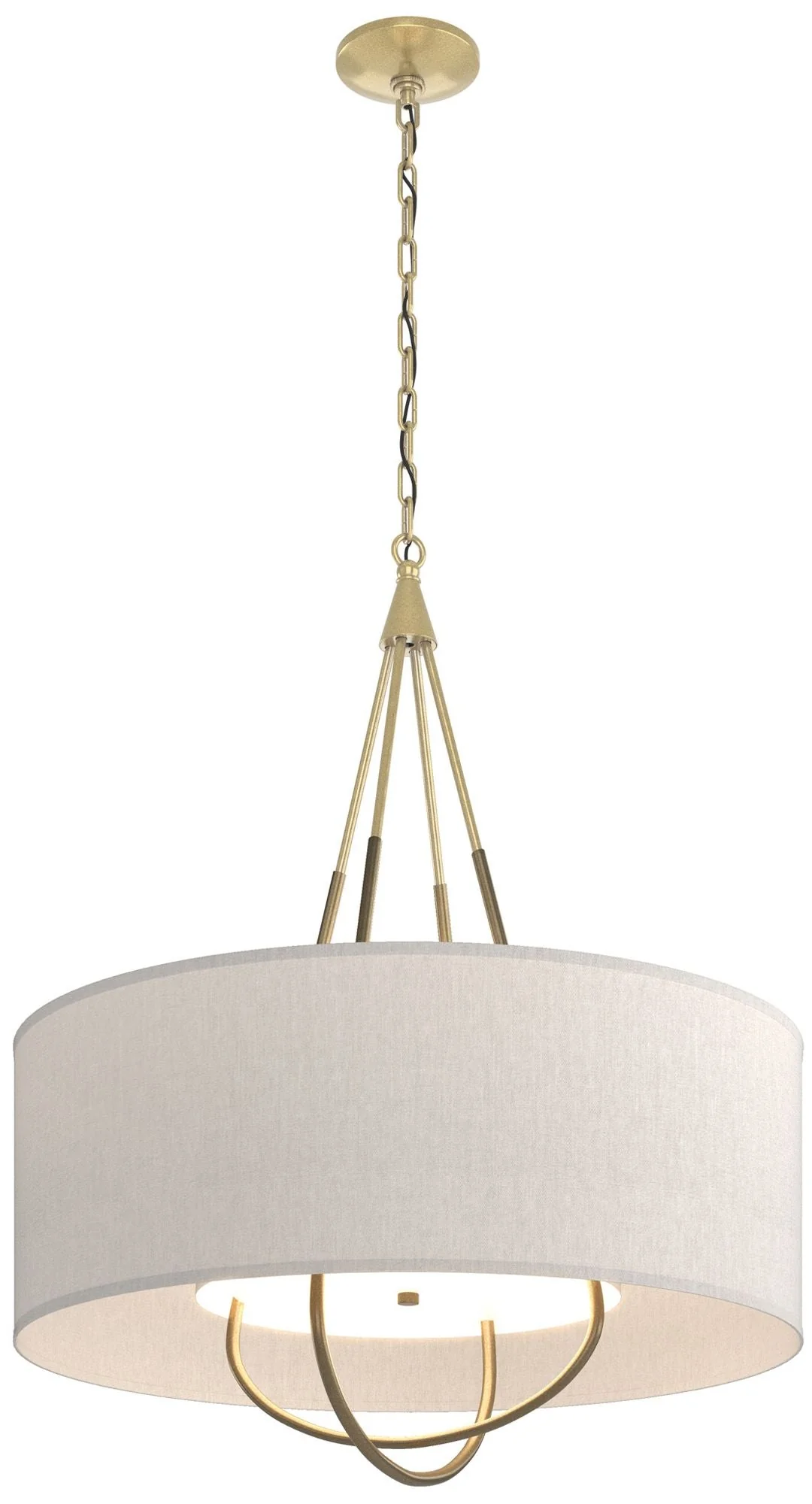 Loop Pendant - Modern Brass - Gold - Flax Shade - Image 1