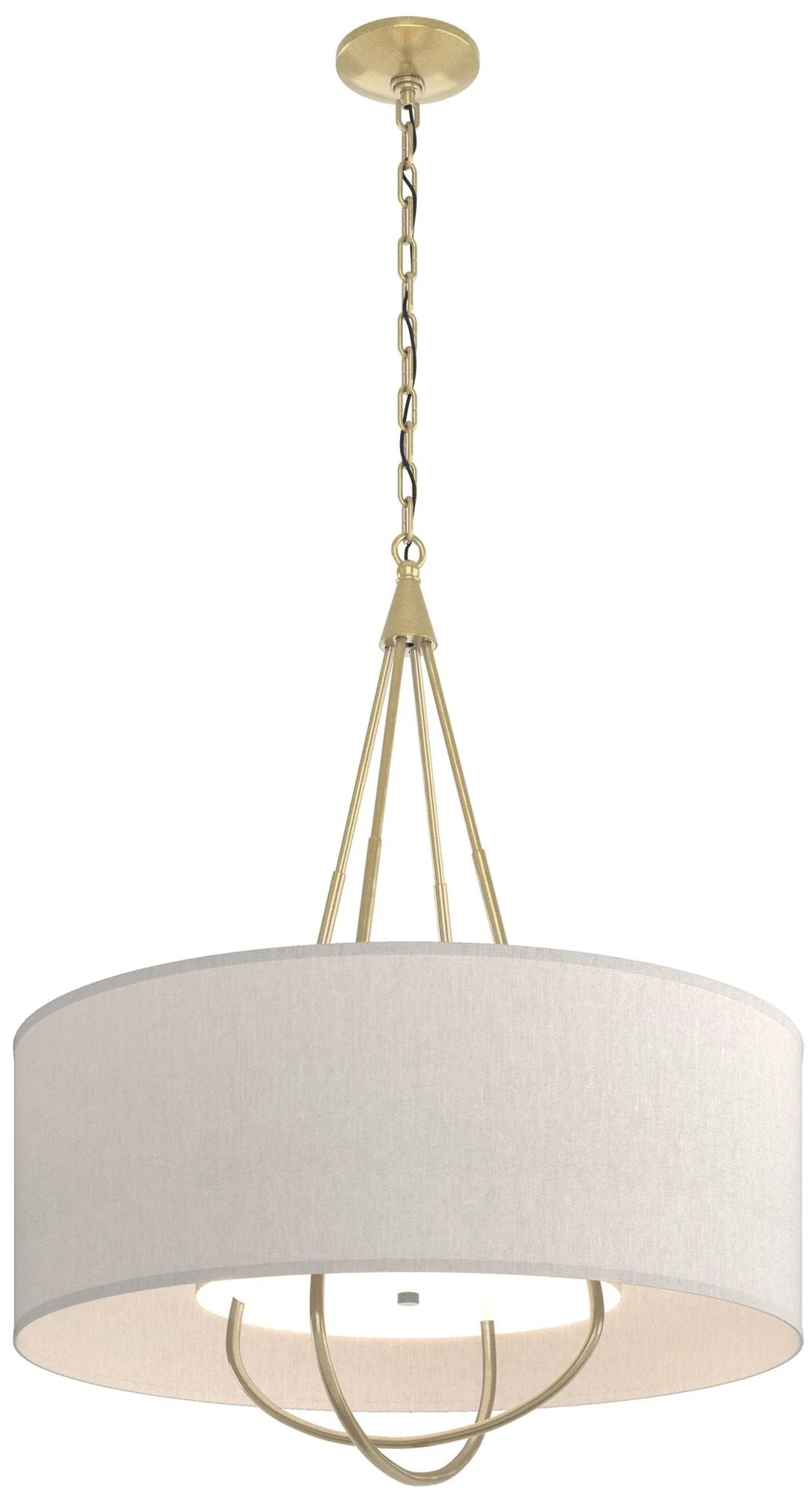 Loop Pendant - Modern Brass - Modern Brass - Flax Shade - Image 1