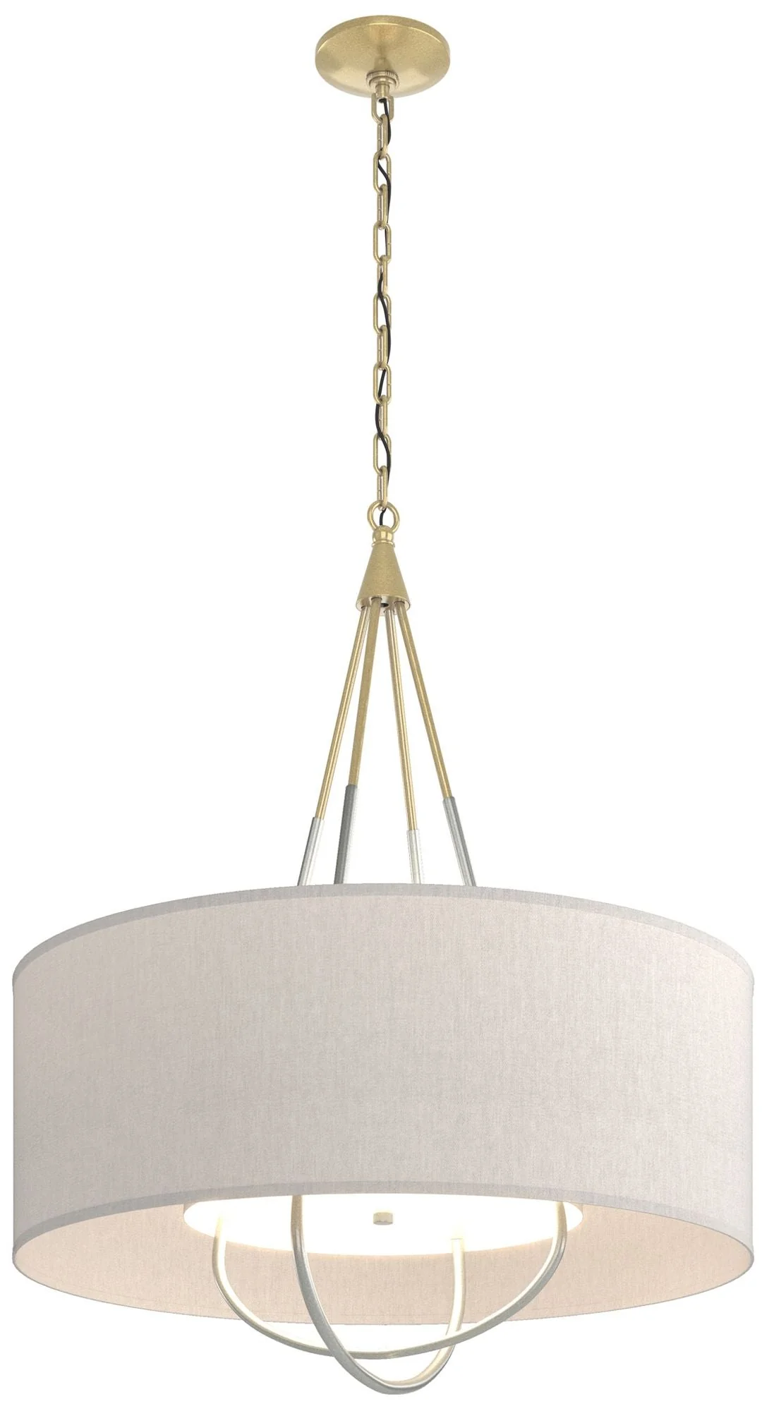 Loop Pendant - Modern Brass - Platinum - Flax Shade - Image 1