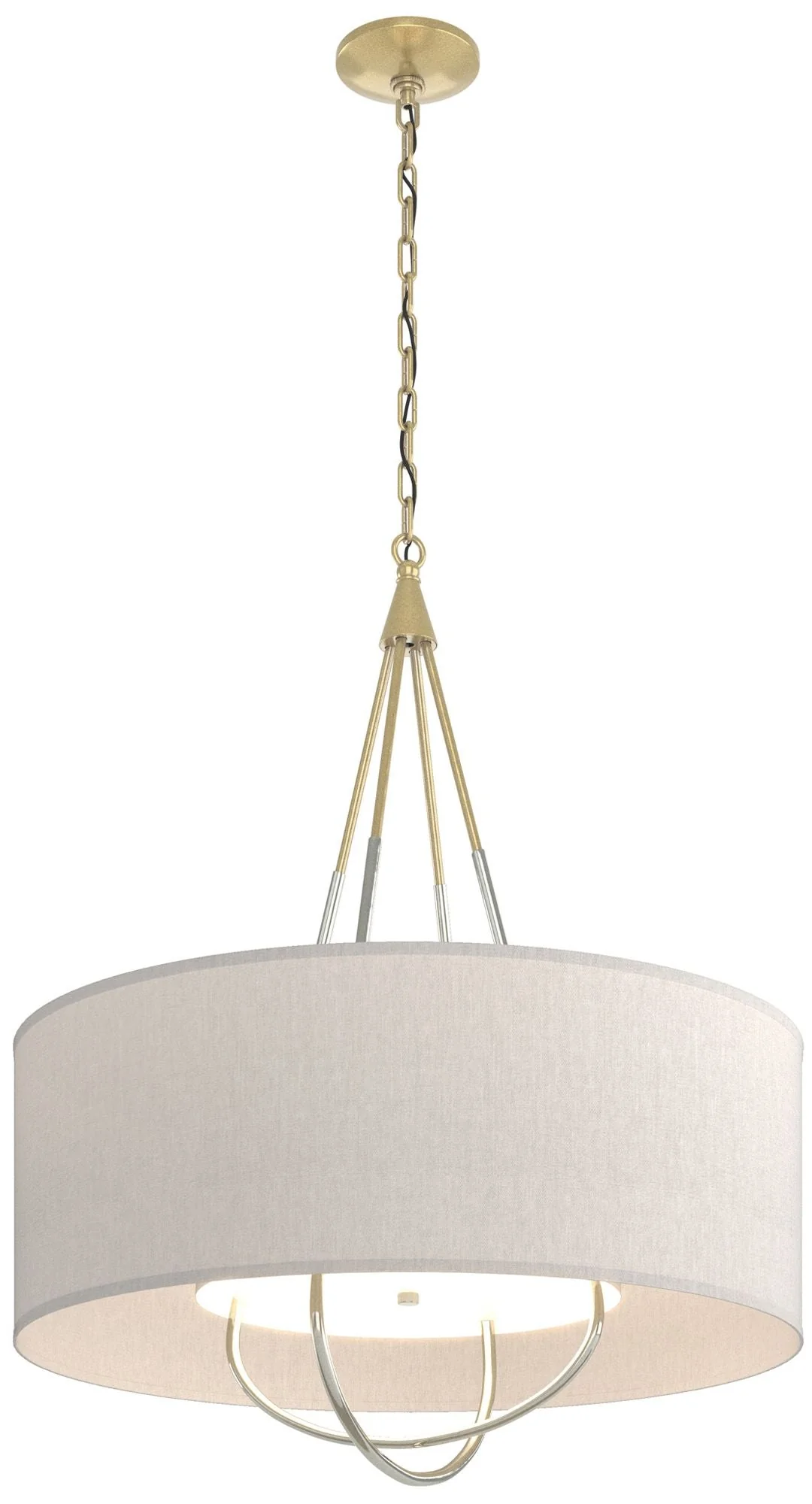 Loop Pendant - Modern Brass - Sterling - Flax Shade - Image 1