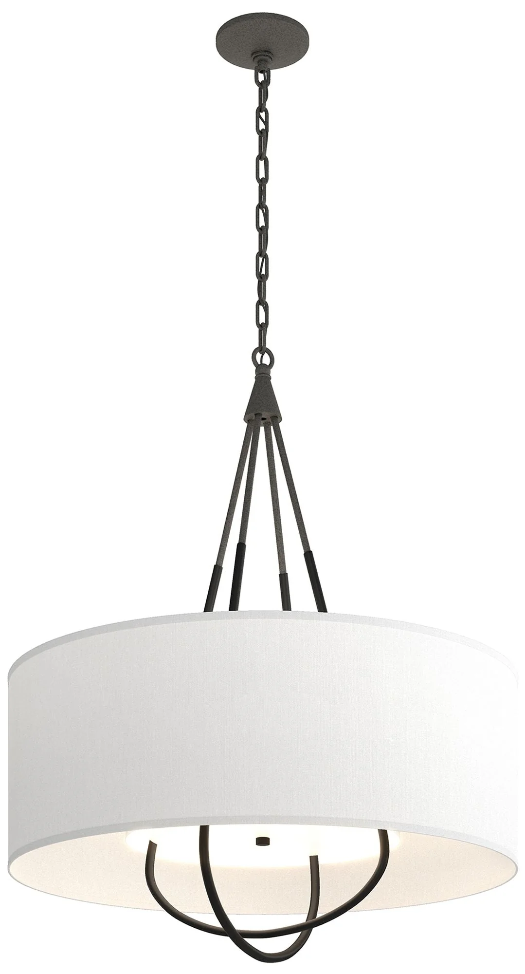Loop Pendant - Natural Iron Finish - Black Accents - Natural Anna Shade - Image 1