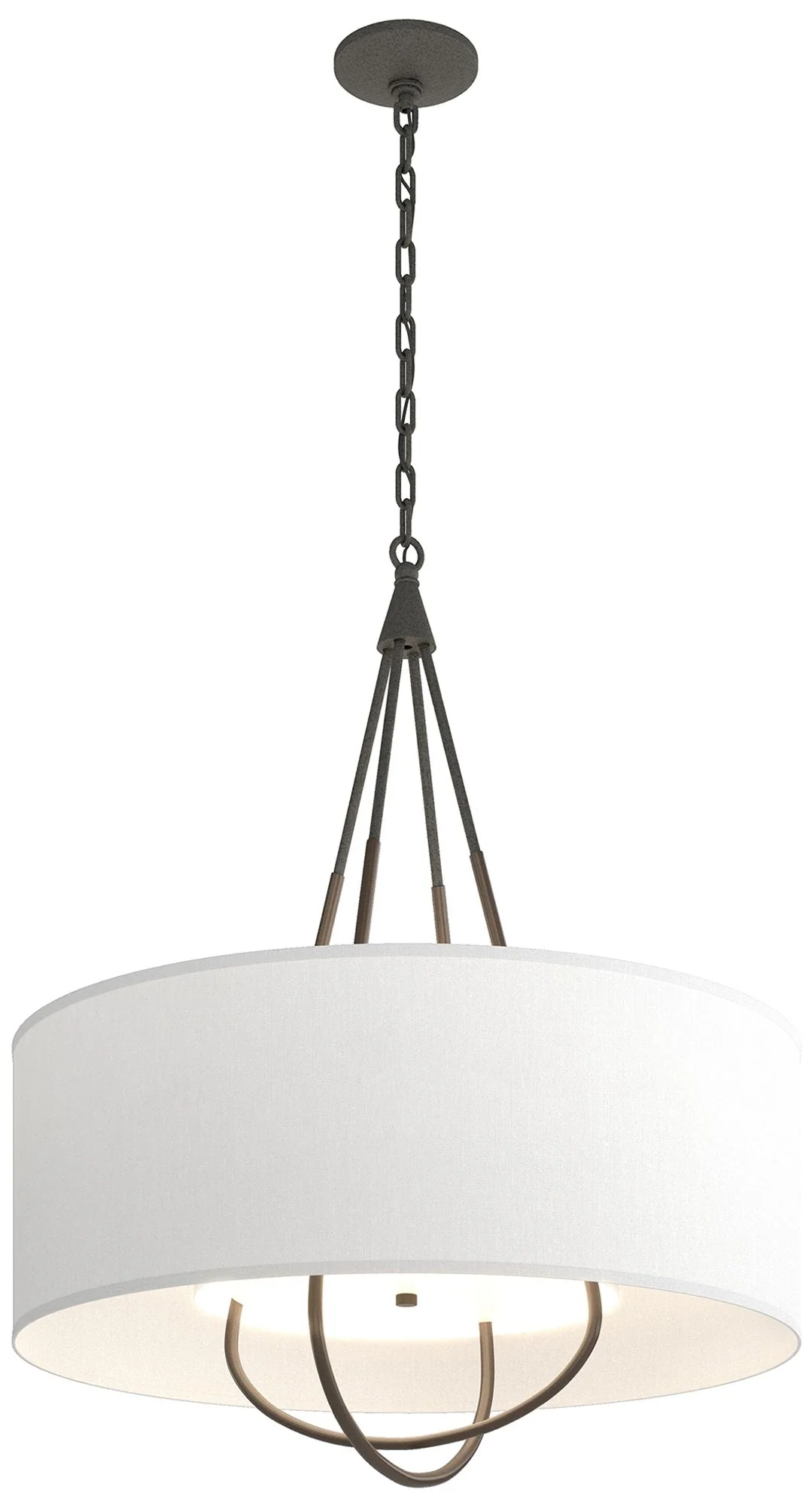 Loop Pendant - Natural Iron Finish - Bronze Accents - Natural Anna Shade - Image 1