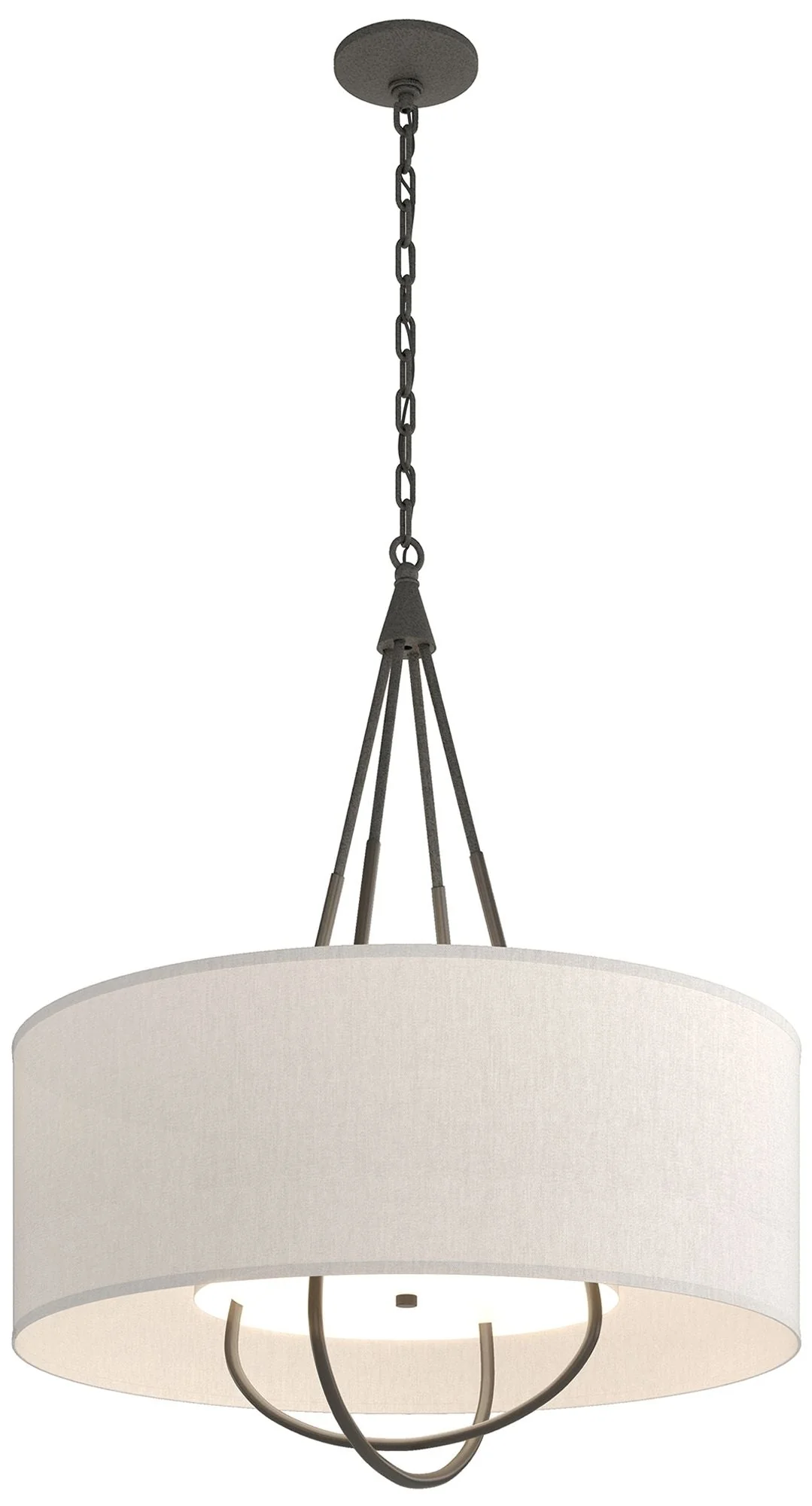Loop Pendant - Natural Iron Finish - Dark Smoke Accents - Flax Shade - Image 1
