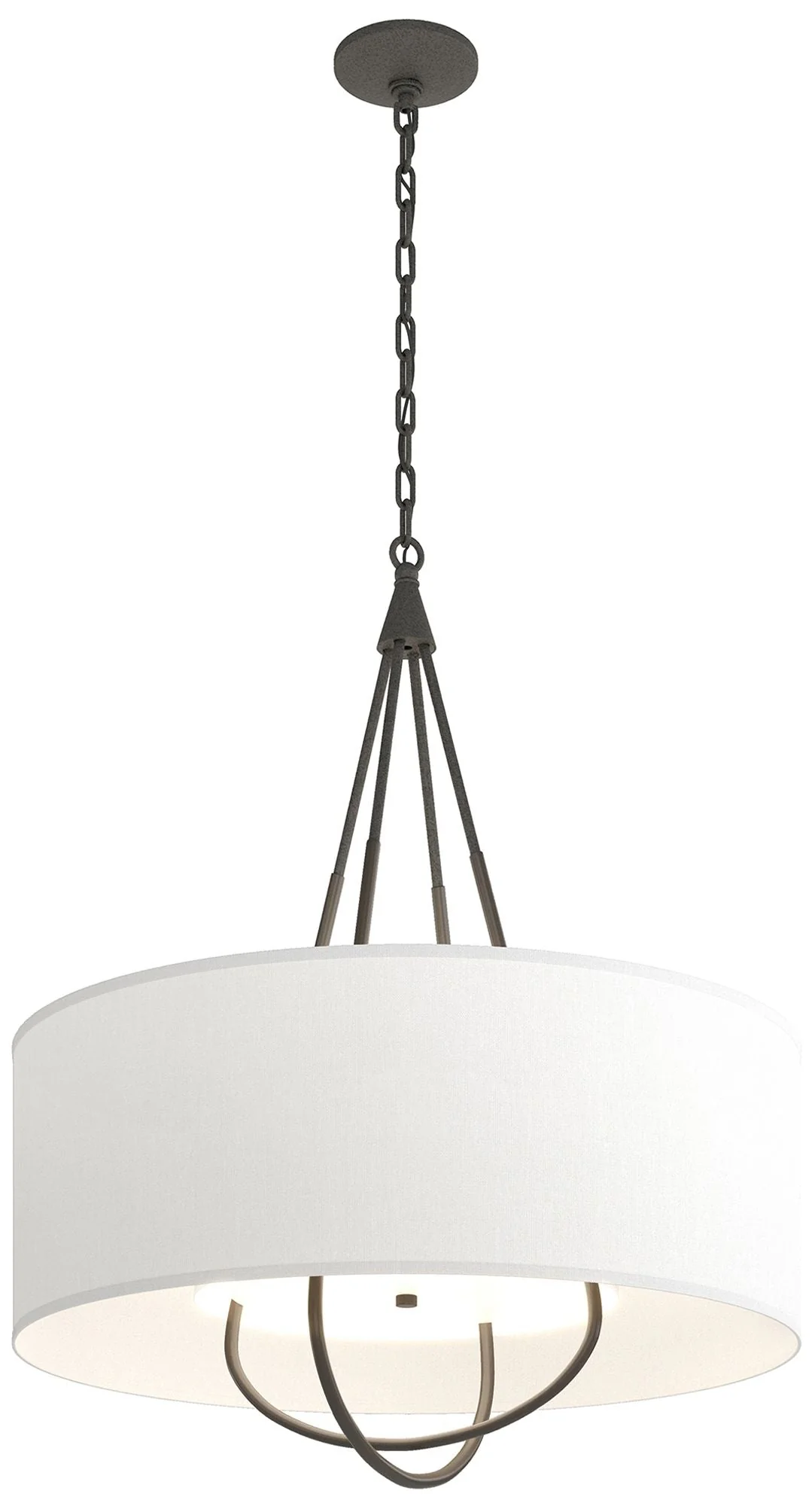 Loop Pendant - Natural Iron Finish - Dark Smoke Accents - Natural Shade - Image 1