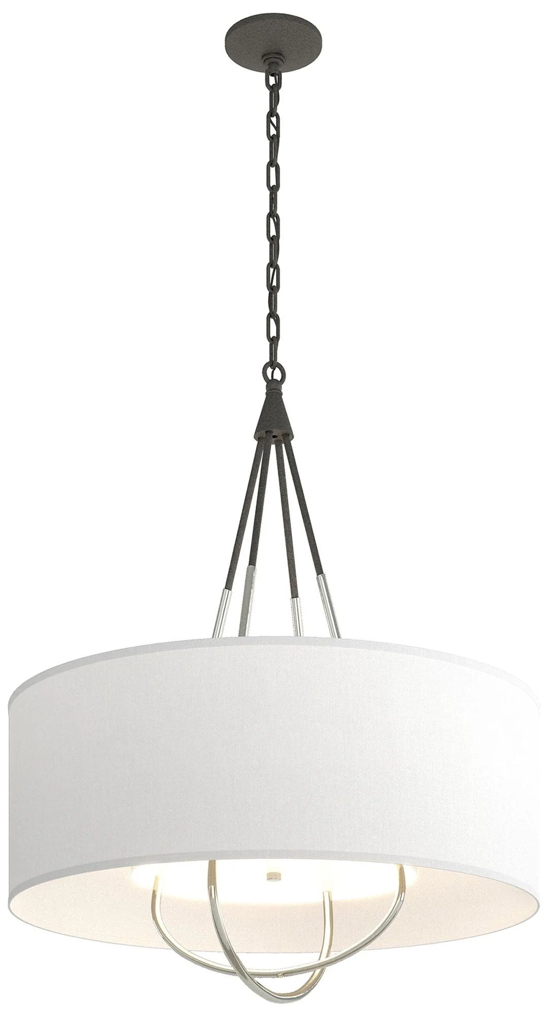 Loop Pendant - Natural Iron Finish - Sterling Accents - Natural Anna Shade - Image 1