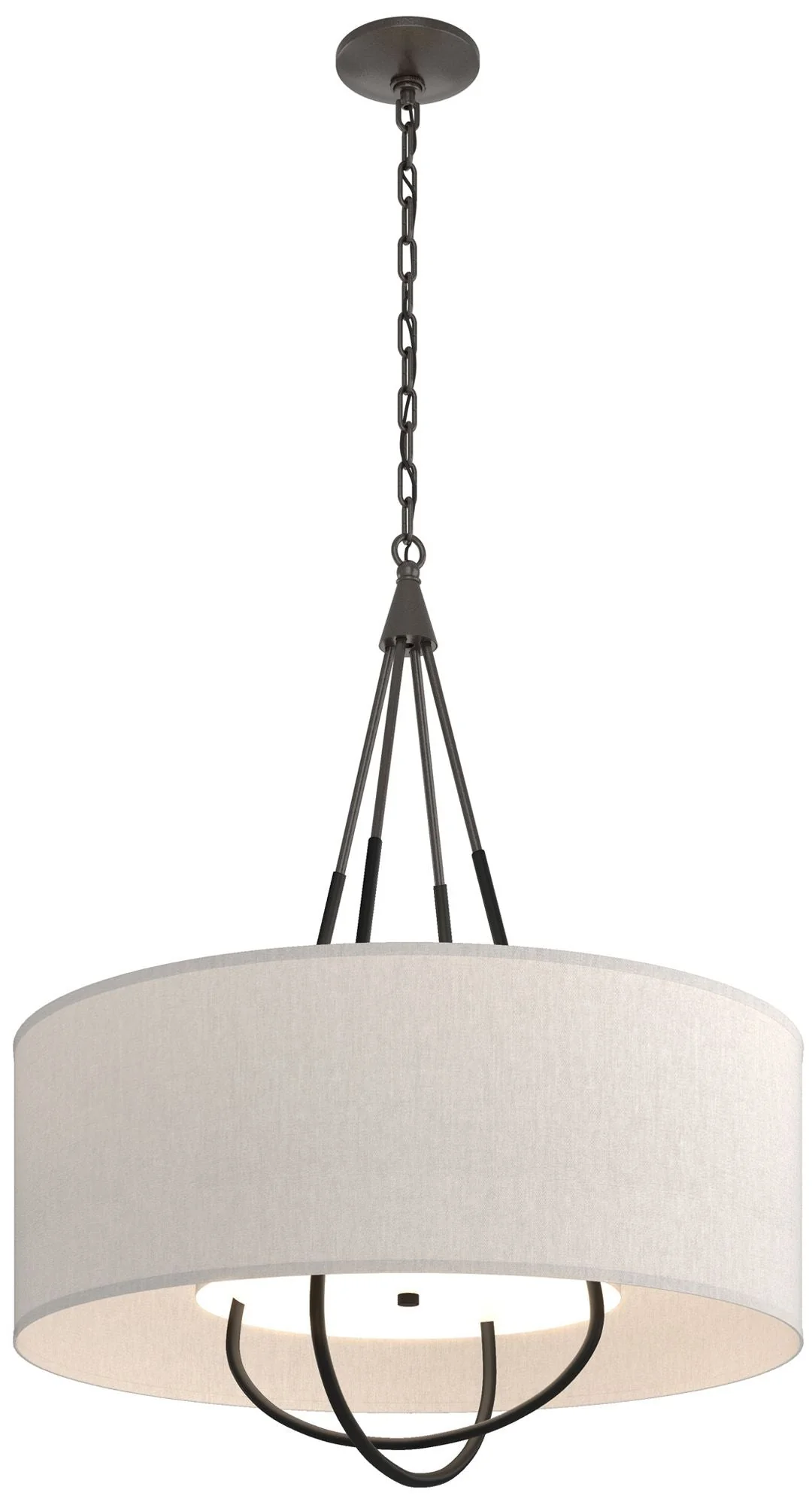 Loop Pendant - Oil Rubbed Bronze - Black - Flax Shade - Image 1