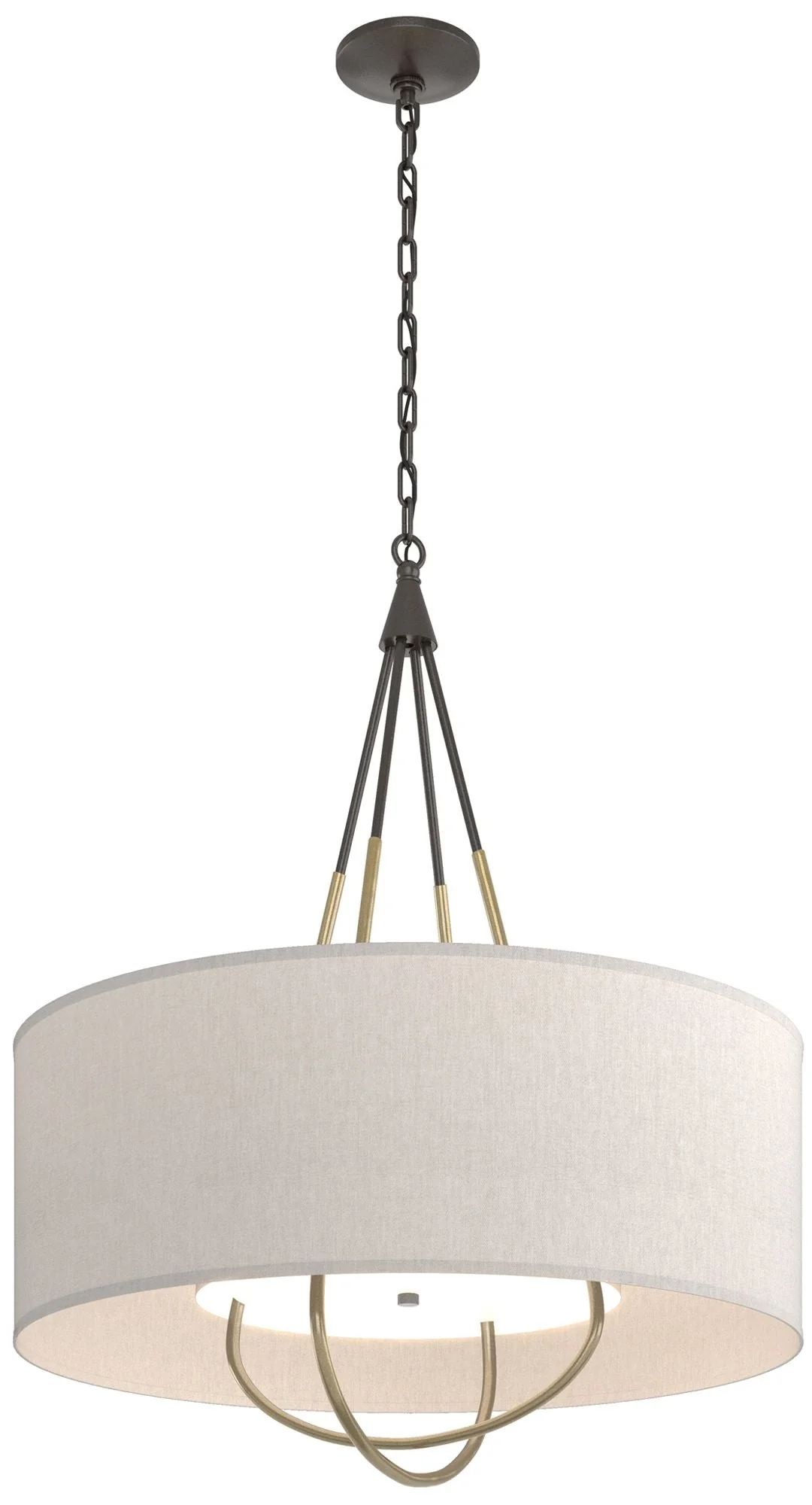 Loop Pendant - Oil Rubbed Bronze - Modern Brass - Flax Shade - Image 1
