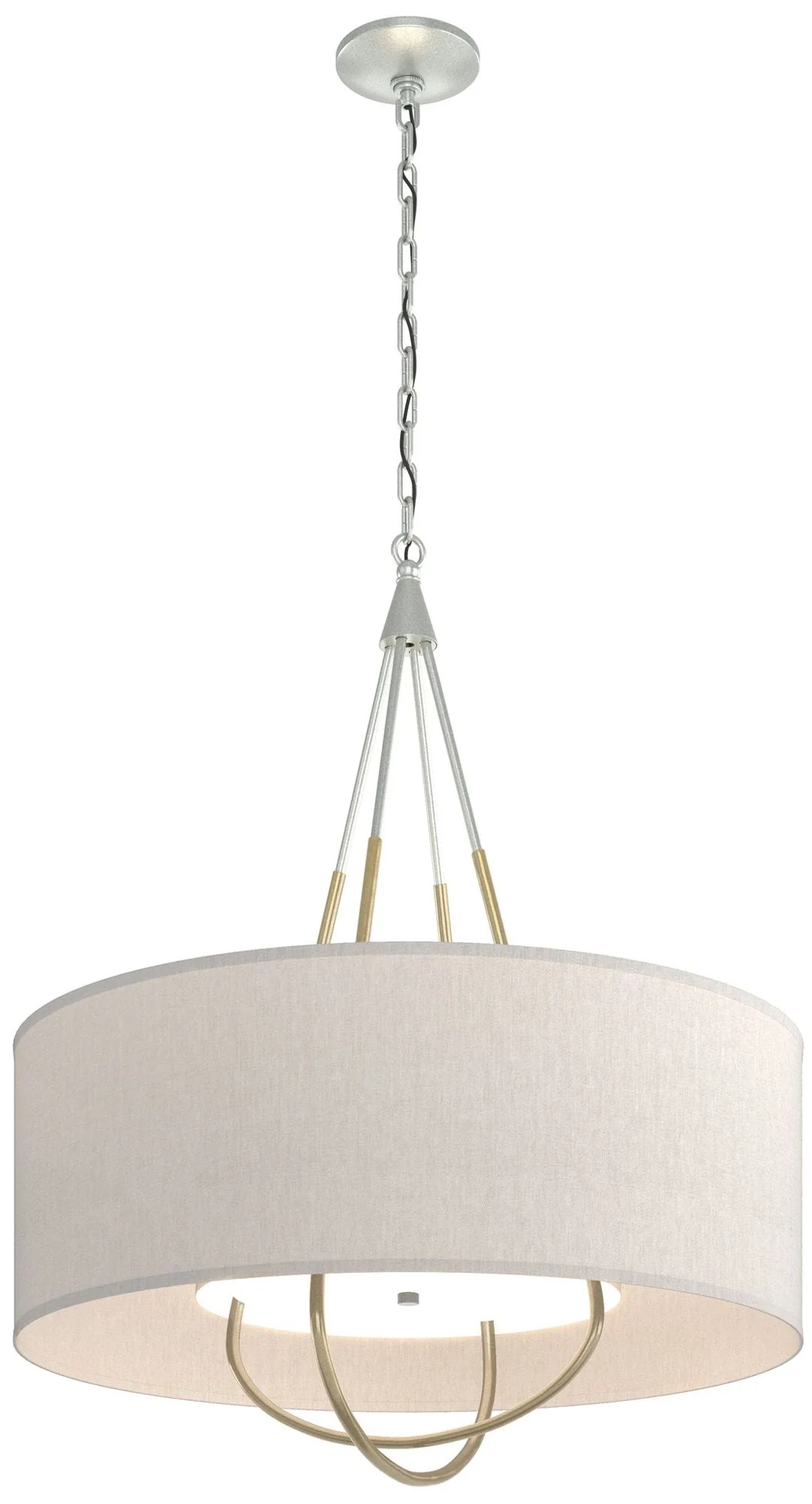 Loop Pendant - Platinum - Modern Brass - Flax Shade - Image 1