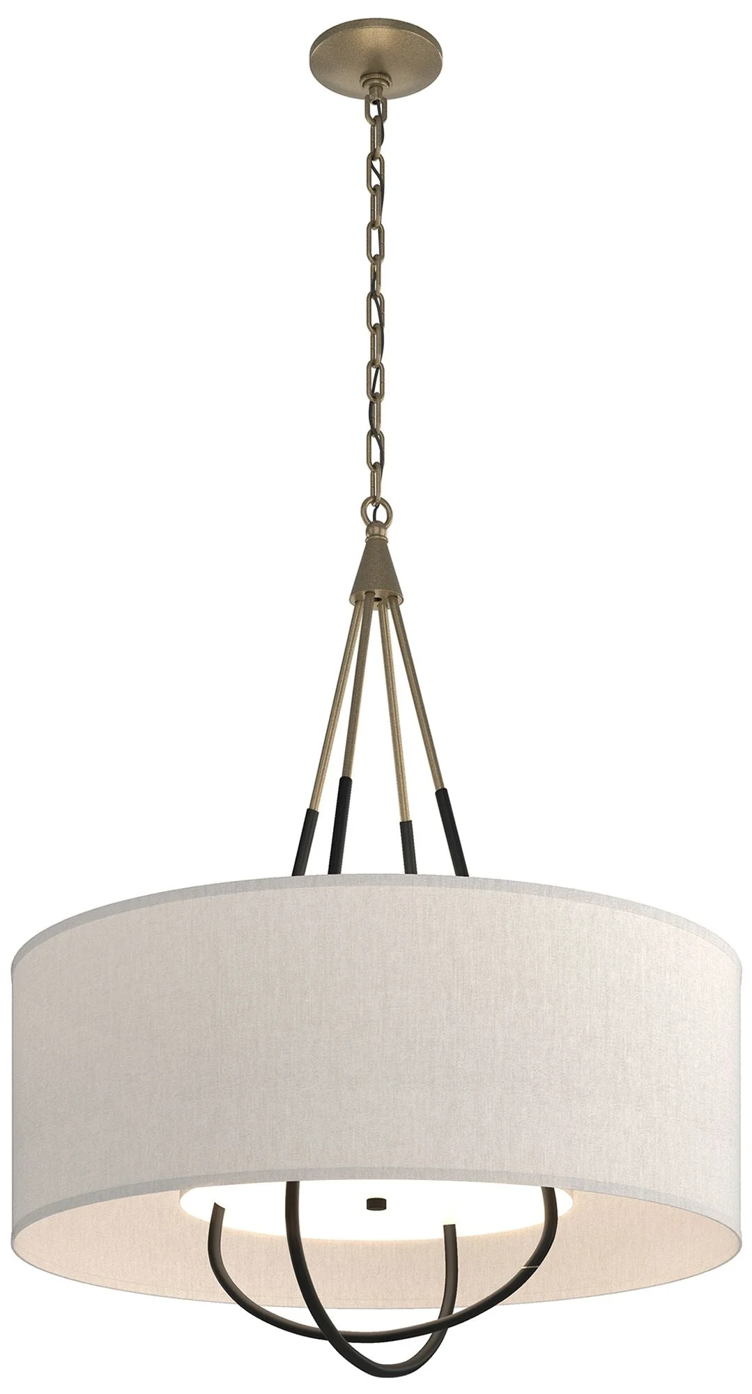 Loop Pendant - Soft Gold Finish - Black Accents - Flax Shade - Image 1