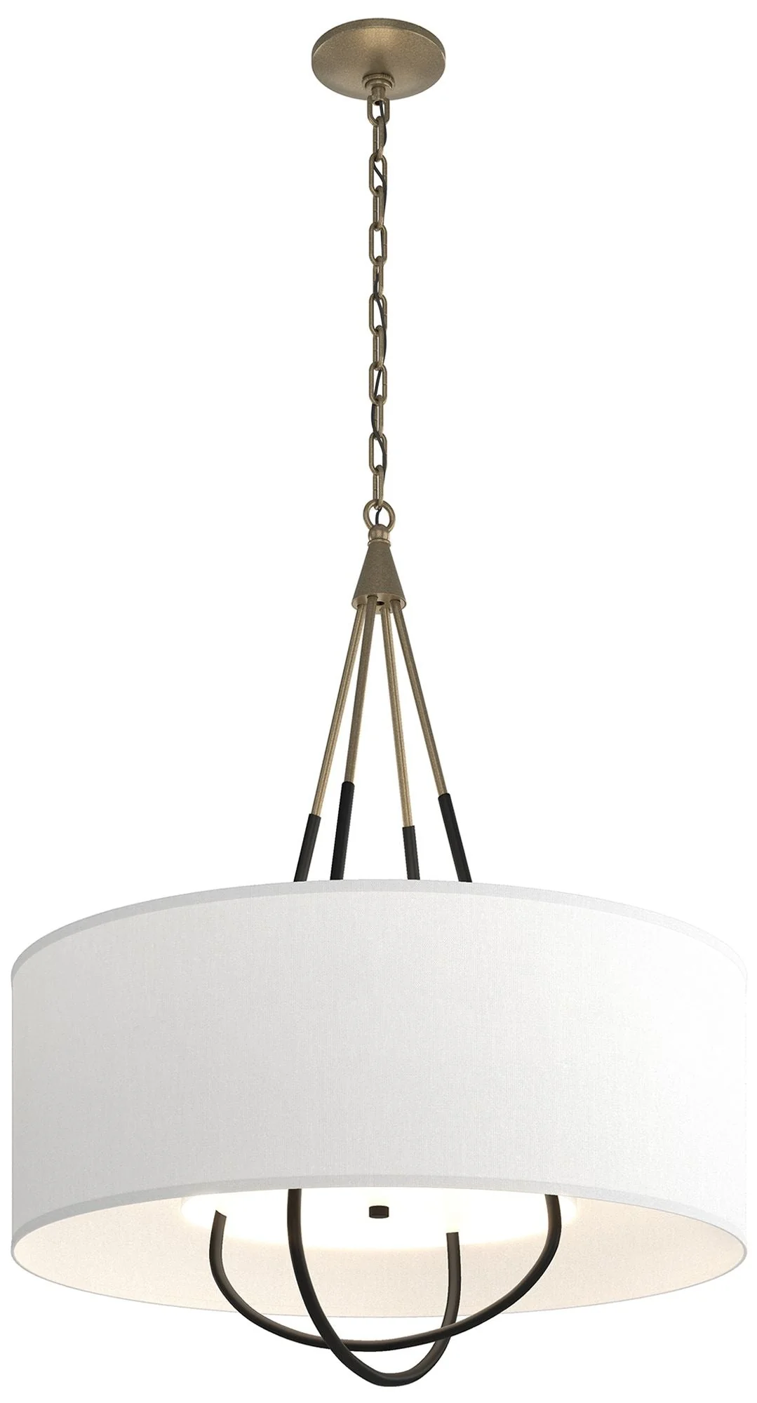 Loop Pendant - Soft Gold Finish - Black Accents - Natural Anna Shade - Image 1