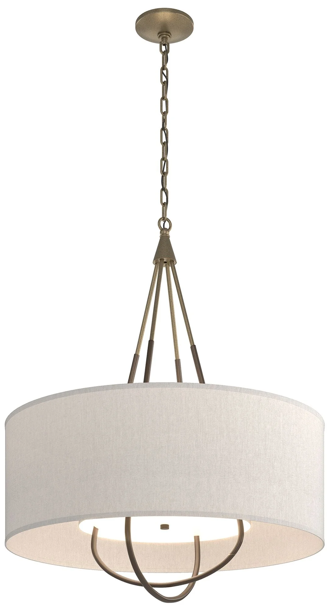 Loop Pendant - Soft Gold Finish - Bronze Accents - Flax Shade - Image 1