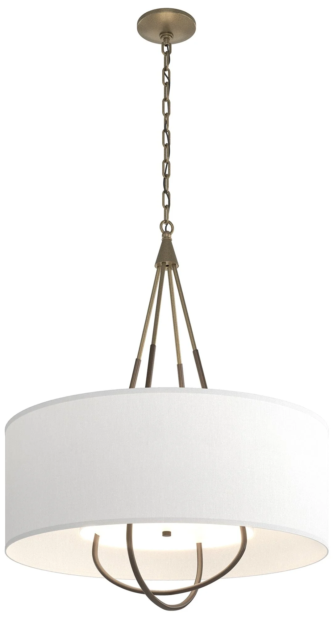 Loop Pendant - Soft Gold Finish - Bronze Accents - Natural Anna Shade - Image 1