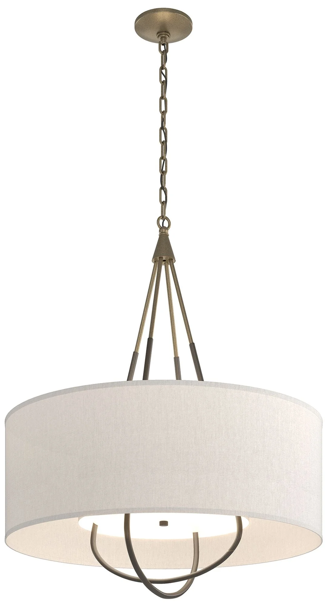 Loop Pendant - Soft Gold Finish - Dark Smoke Accents - Flax Shade - Image 1