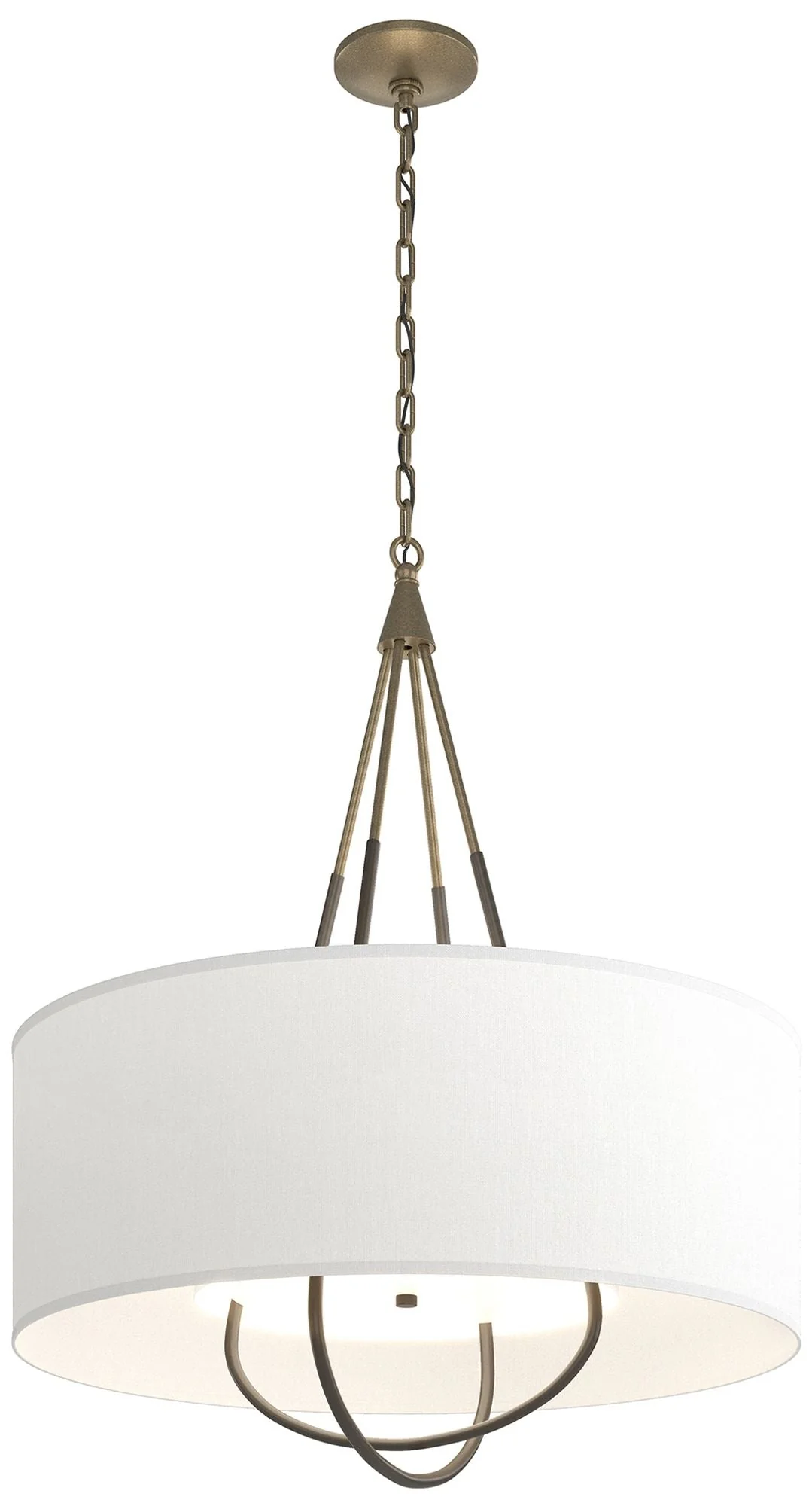 Loop Pendant - Soft Gold Finish - Dark Smoke Accents - Natural Anna Shade - Image 1