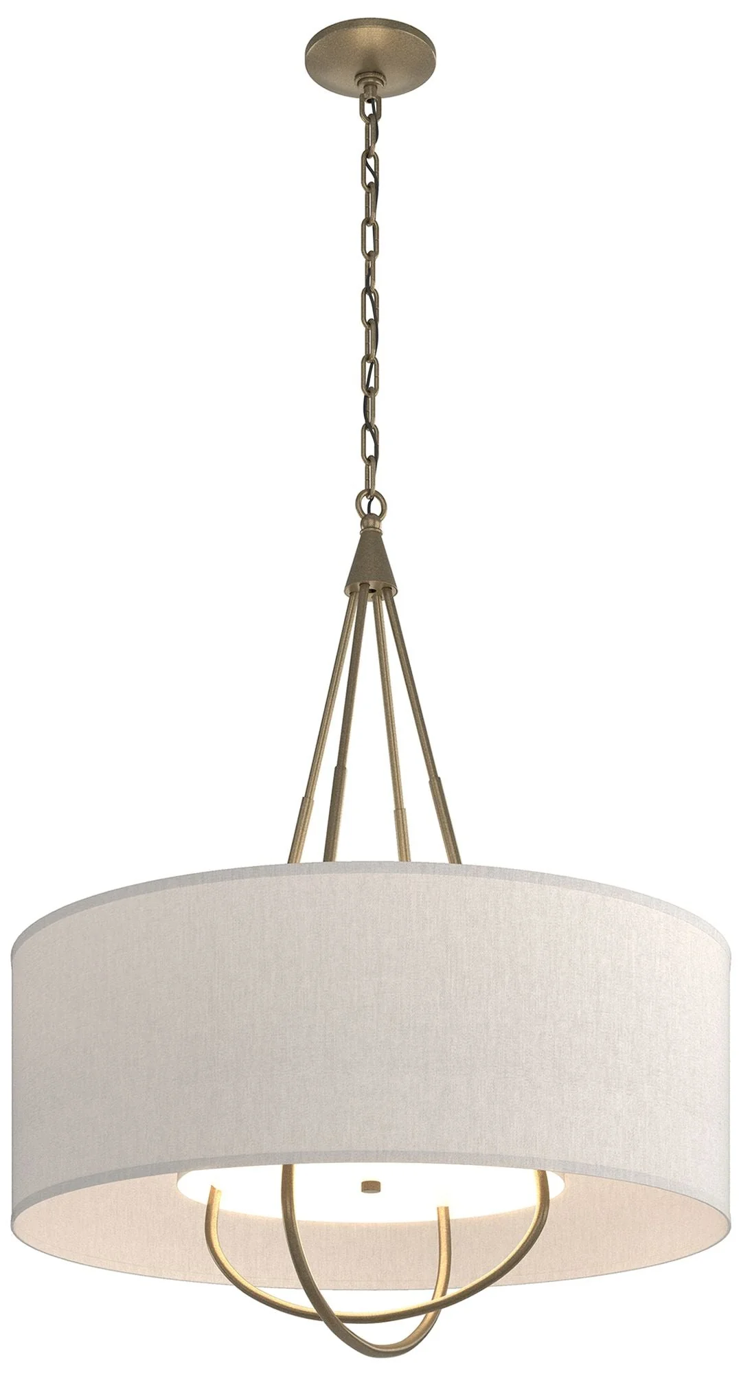 Loop Pendant - Soft Gold Finish - Soft Gold Accents - Flax Shade - Image 1