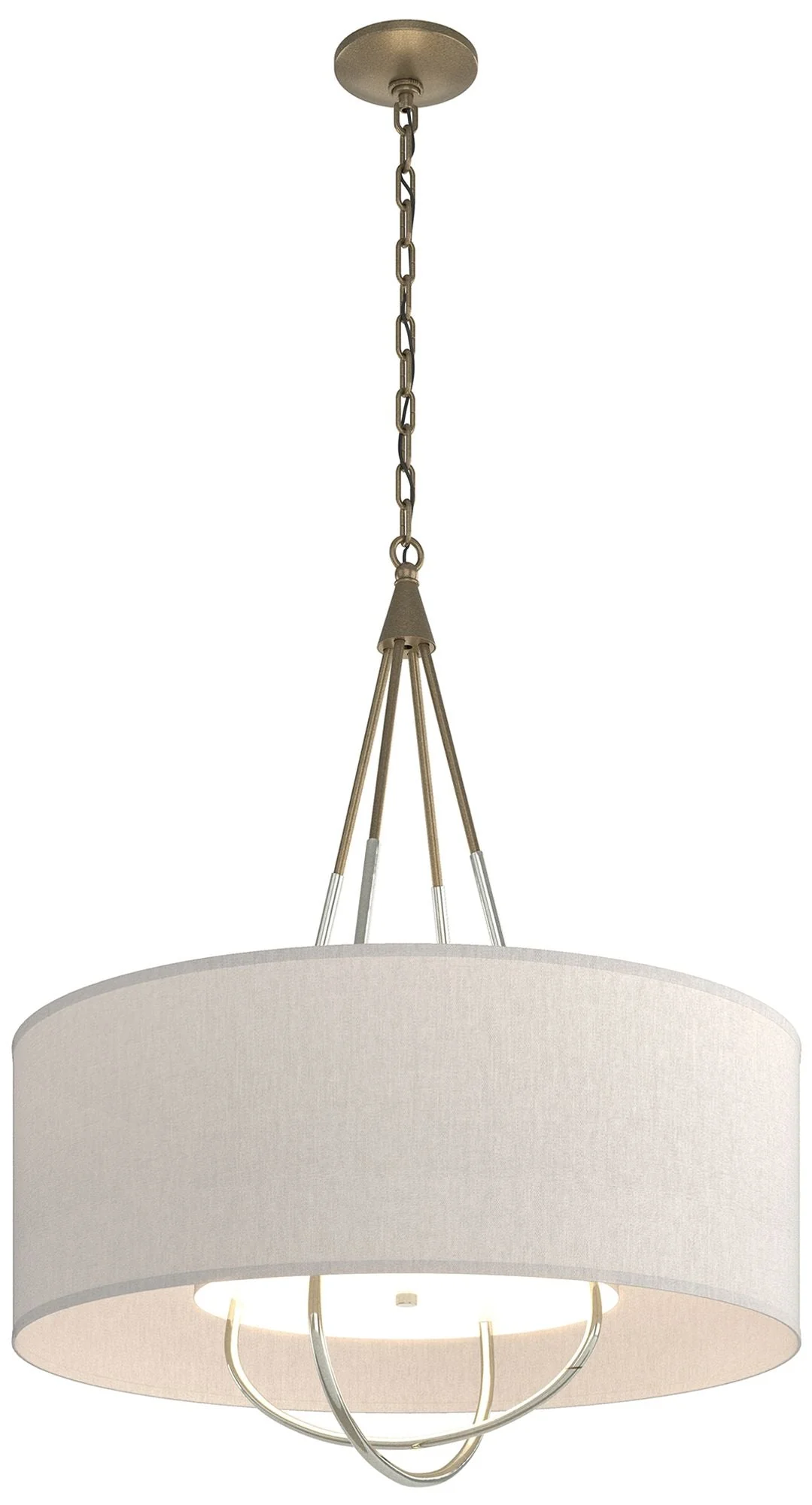 Loop Pendant - Soft Gold Finish - Sterling Accents - Flax Shade - Image 1