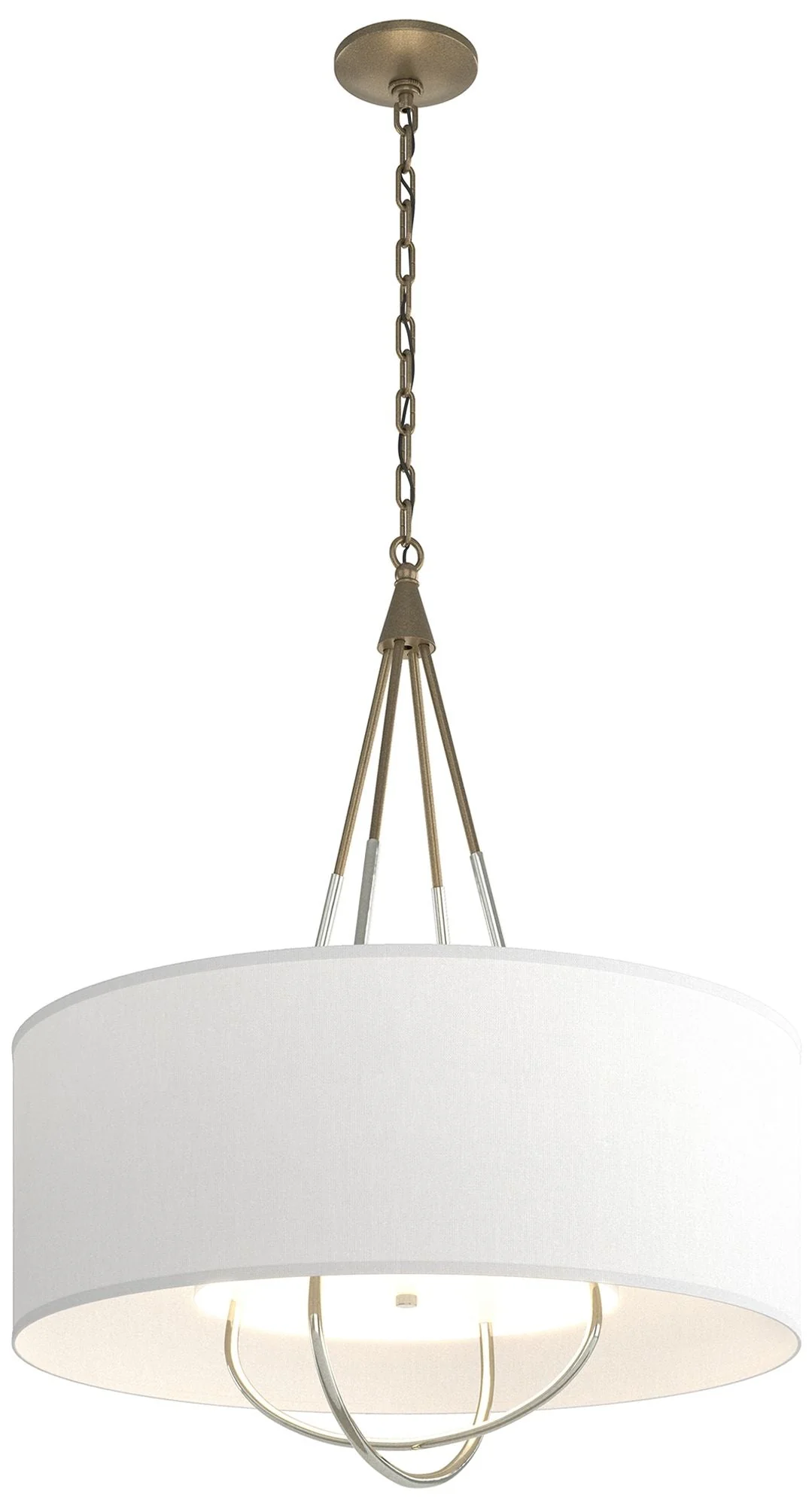 Loop Pendant - Soft Gold Finish - Sterling Accents - Natural Anna Shade - Image 1