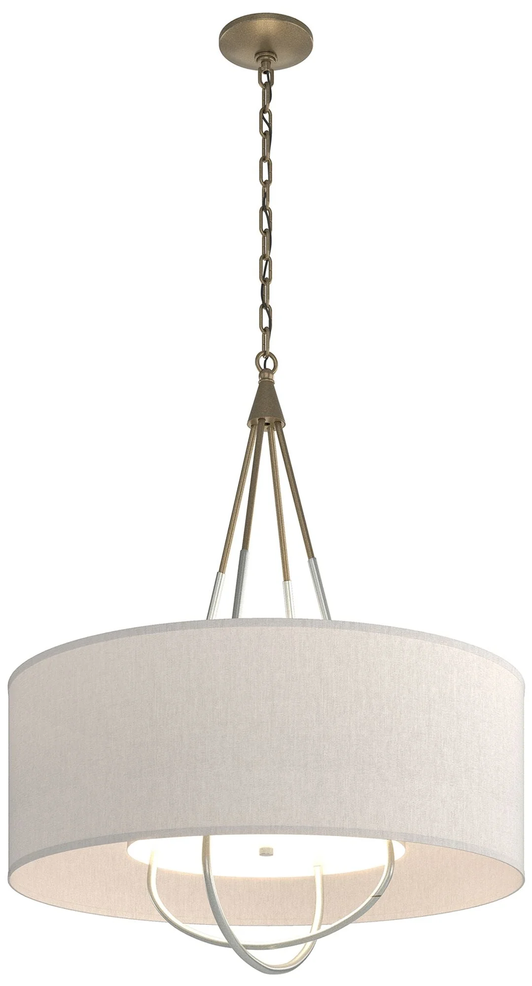 Loop Pendant - Soft Gold Finish - Vintage Platinum Accents - Flax Shade - Image 1