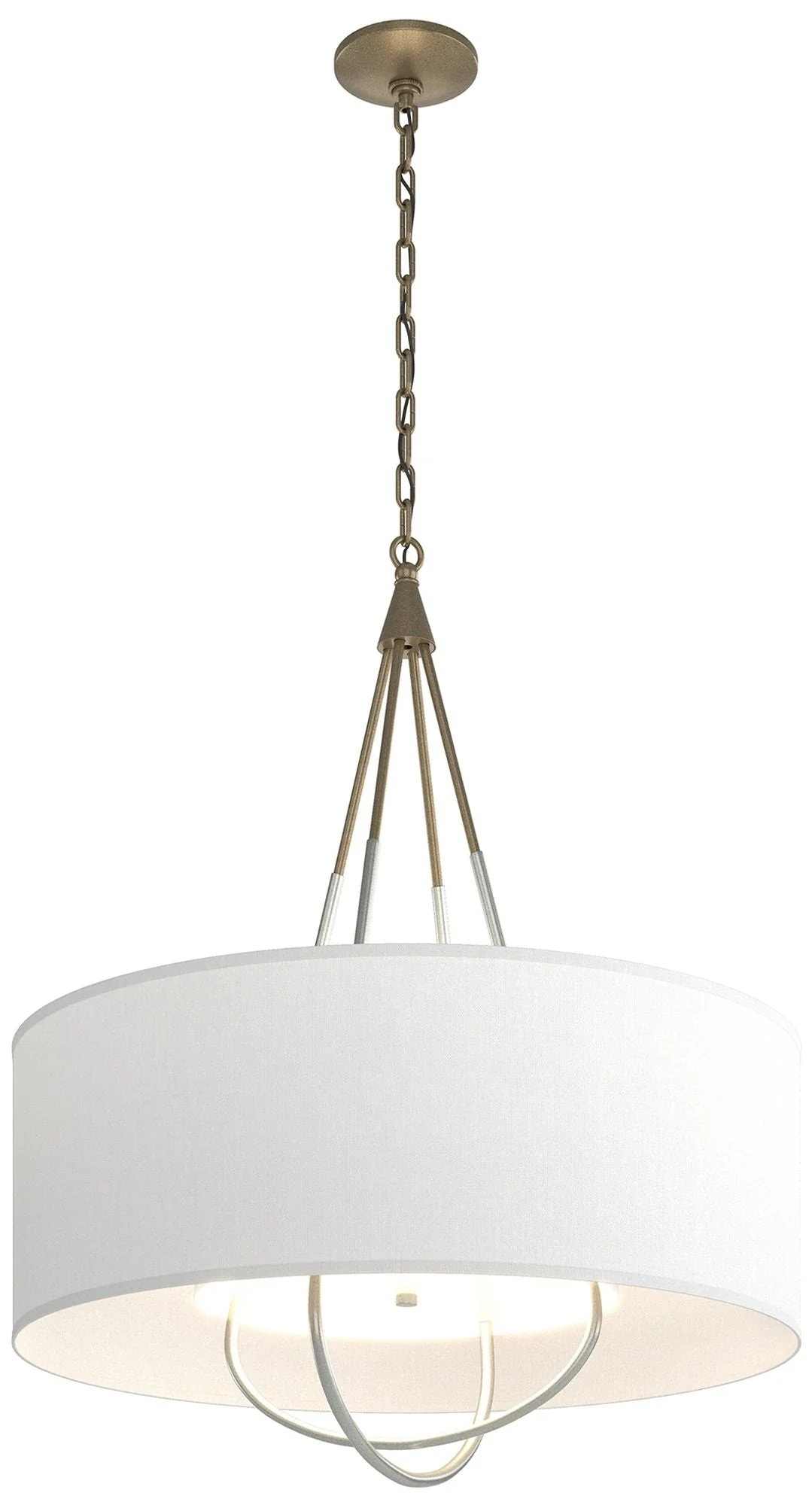 Loop Pendant - Soft Gold Finish - Vintage Platinum Accents - Natural Shade - Image 1