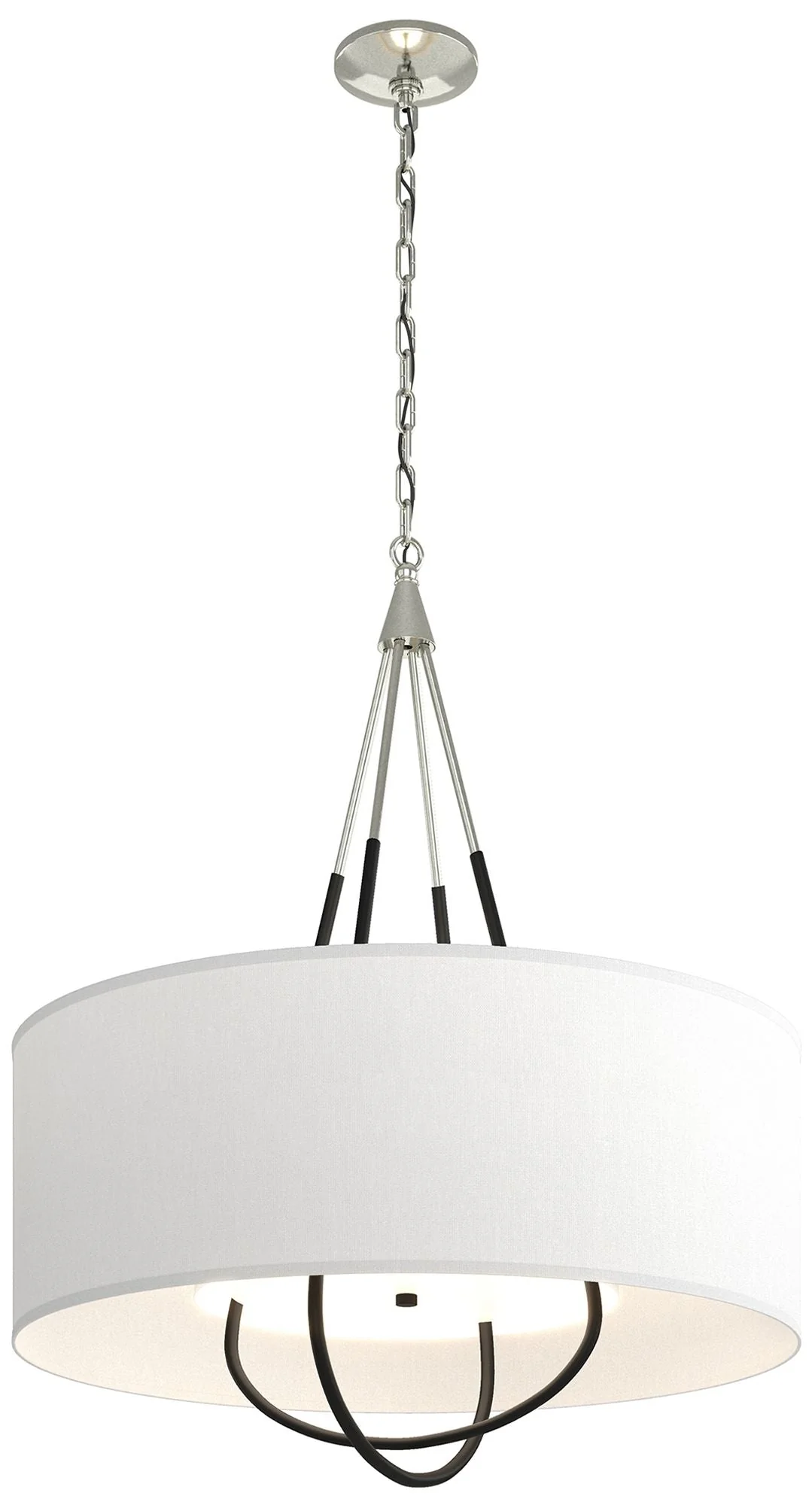 Loop Pendant - Sterling Finish - Black Accents - Natural Anna Shade - Image 1