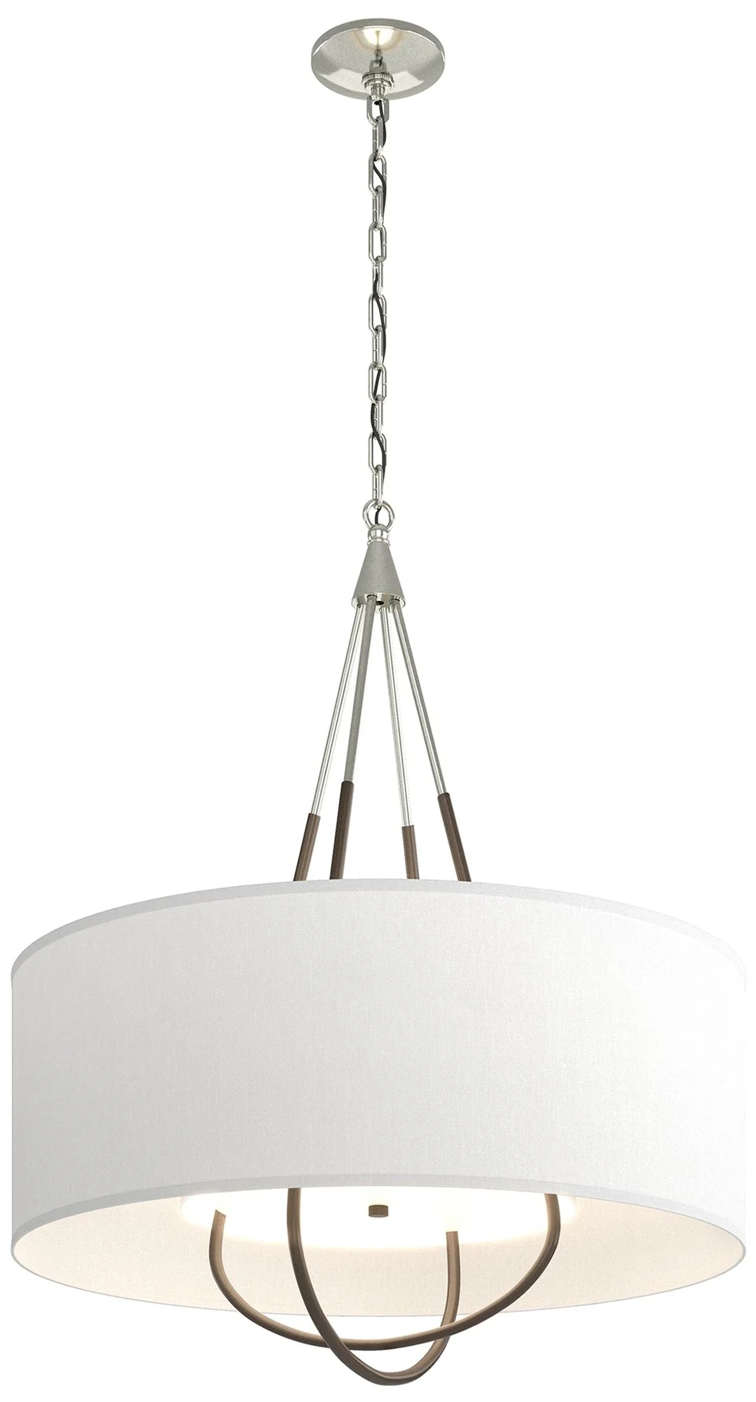 Loop Pendant - Sterling Finish - Bronze Accents - Natural Anna Shade - Image 1
