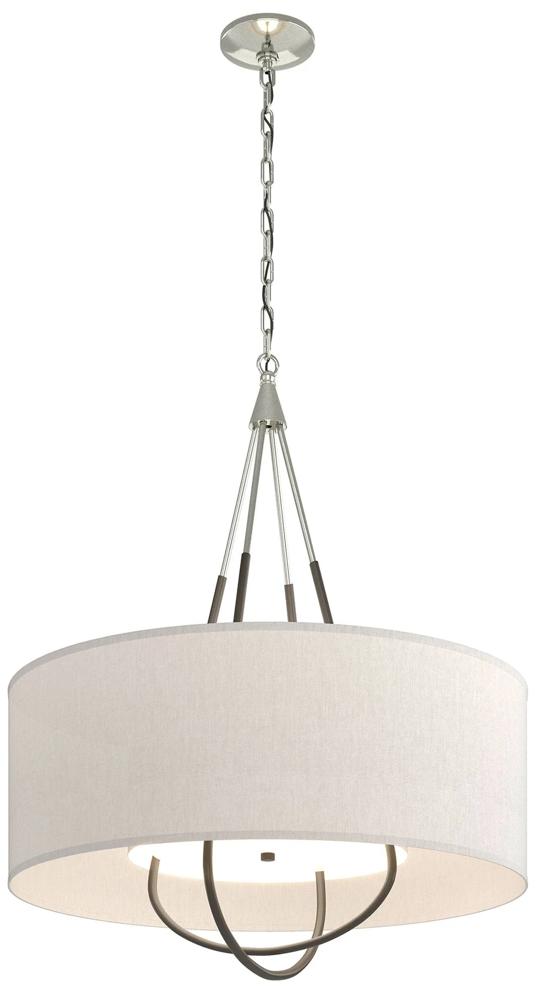 Loop Pendant - Sterling Finish - Dark Smoke Accents - Flax Shade - Image 1