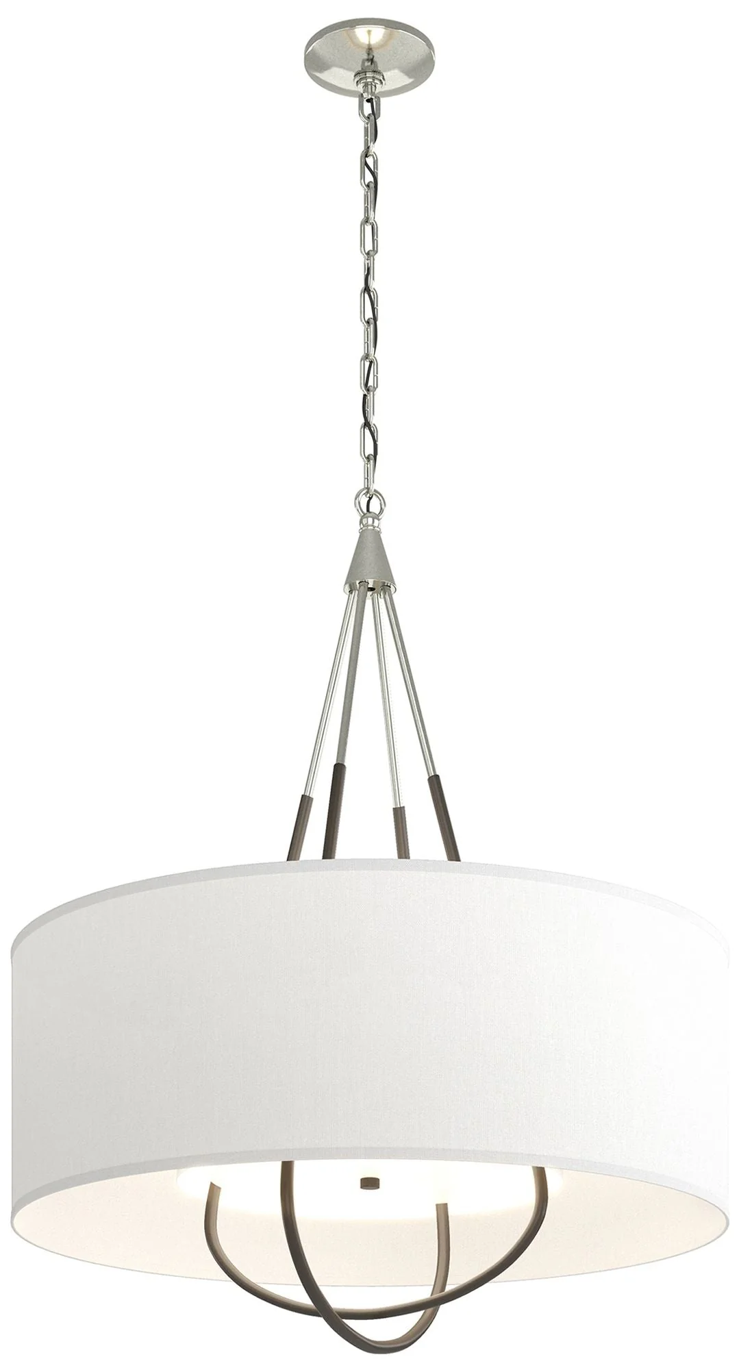 Loop Pendant - Sterling Finish - Dark Smoke Accents - Natural Anna Shade - Image 1