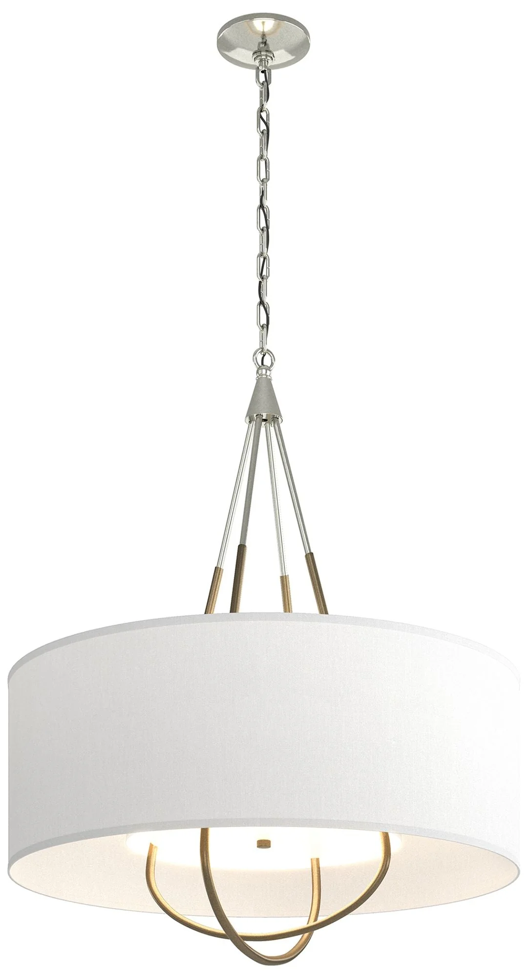 Loop Pendant - Sterling Finish - Soft Gold Accents - Natural Anna Shade - Image 1
