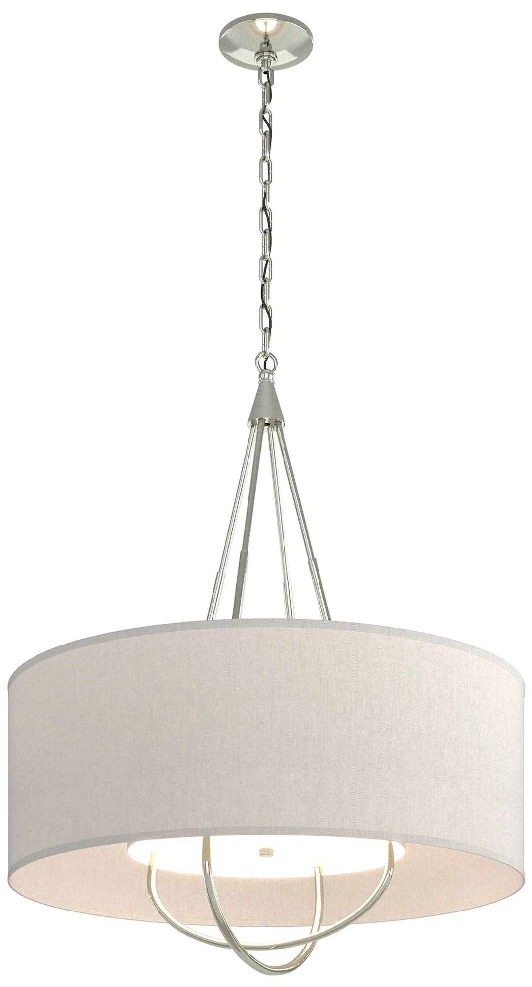 Loop Pendant - Sterling Finish - Sterling Accents - Flax Shade - Image 1