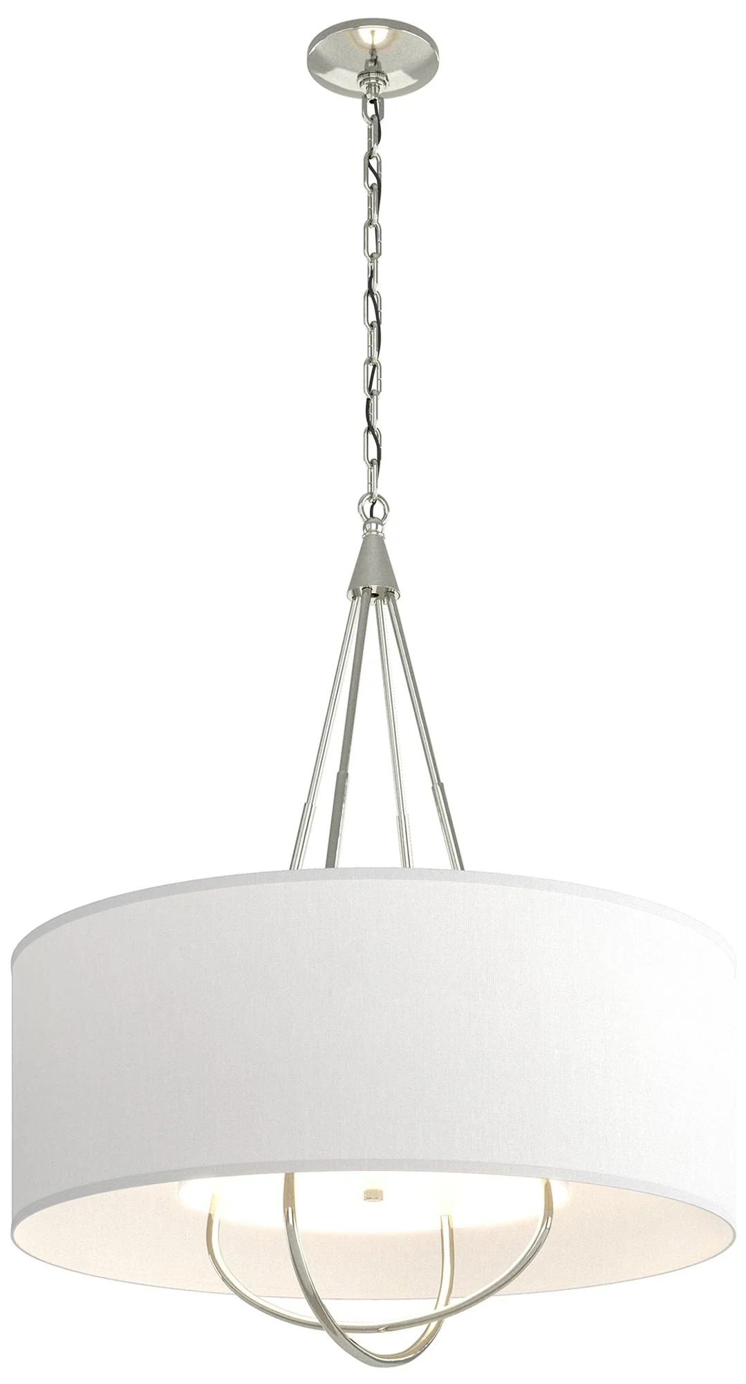 Loop Pendant - Sterling Finish - Sterling Accents - Natural Anna Shade - Image 1