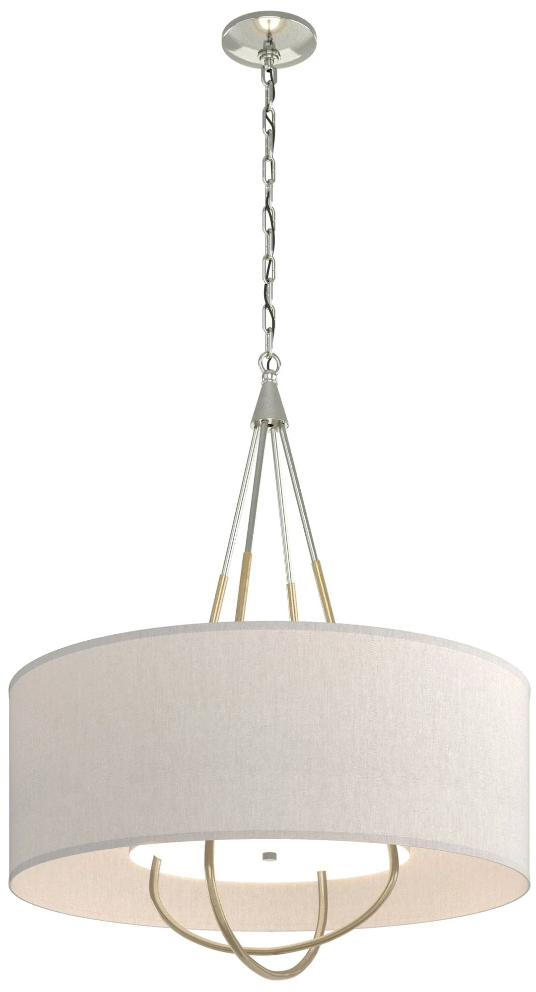 Loop Pendant - Sterling - Modern Brass - Flax Shade - Image 1