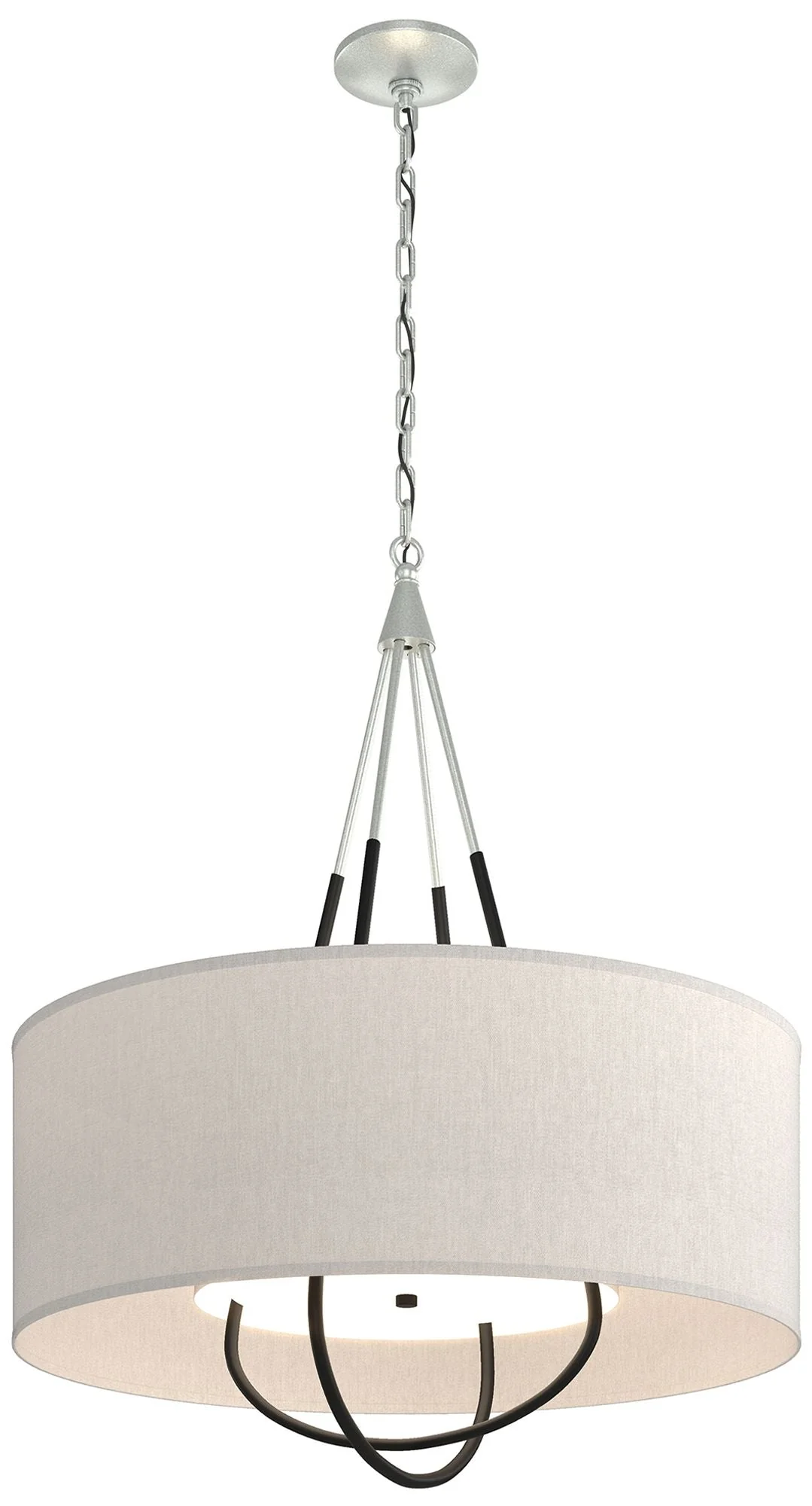 Loop Pendant - Vintage Platinum Finish - Black Accents - Flax Shade - Image 1