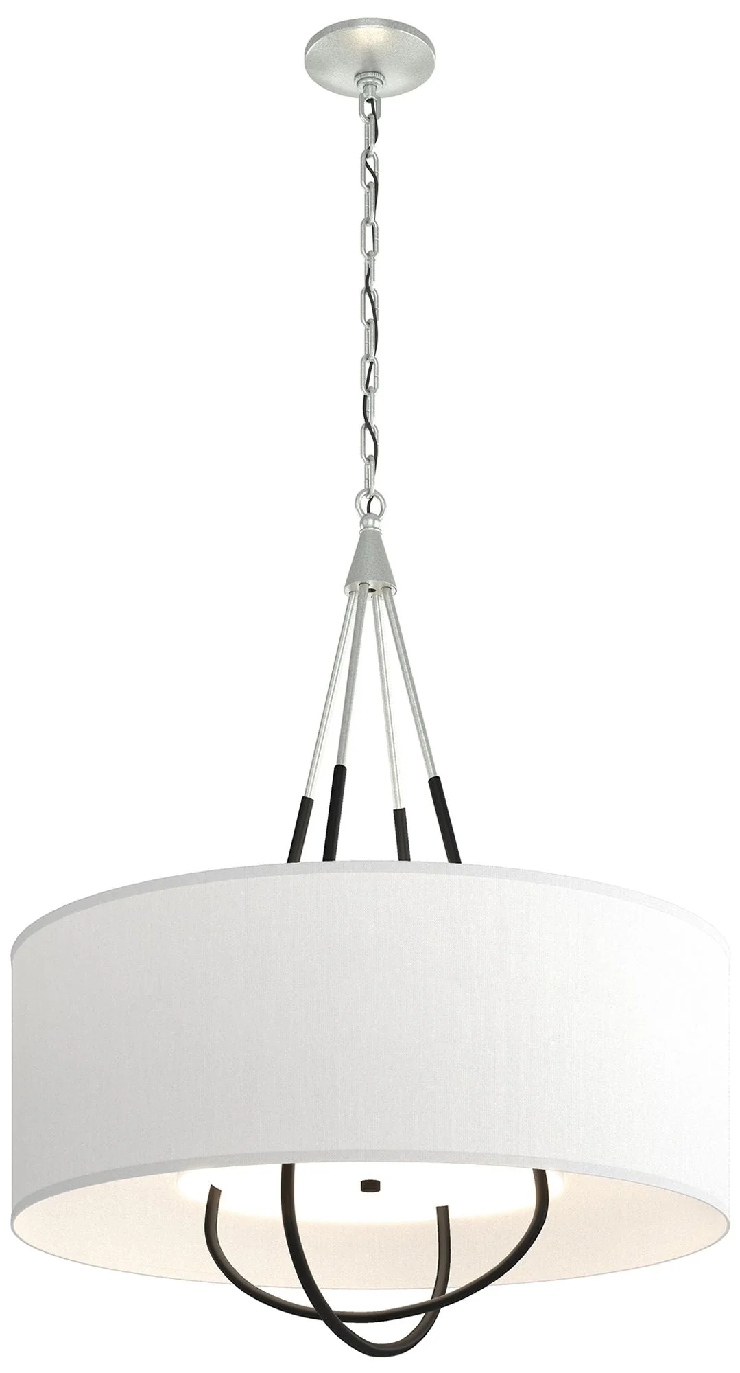 Loop Pendant - Vintage Platinum Finish - Black Accents - Natural Anna Shade - Image 1