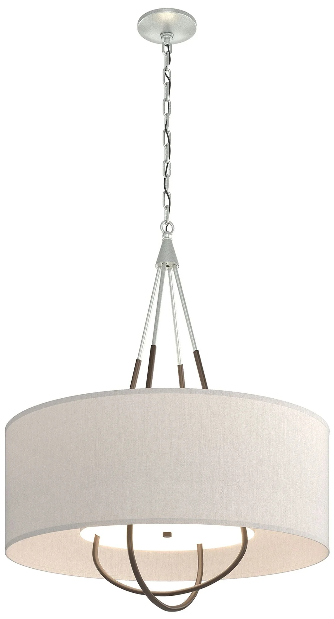 Loop Pendant - Vintage Platinum Finish - Bronze Accents - Flax Shade - Image 1