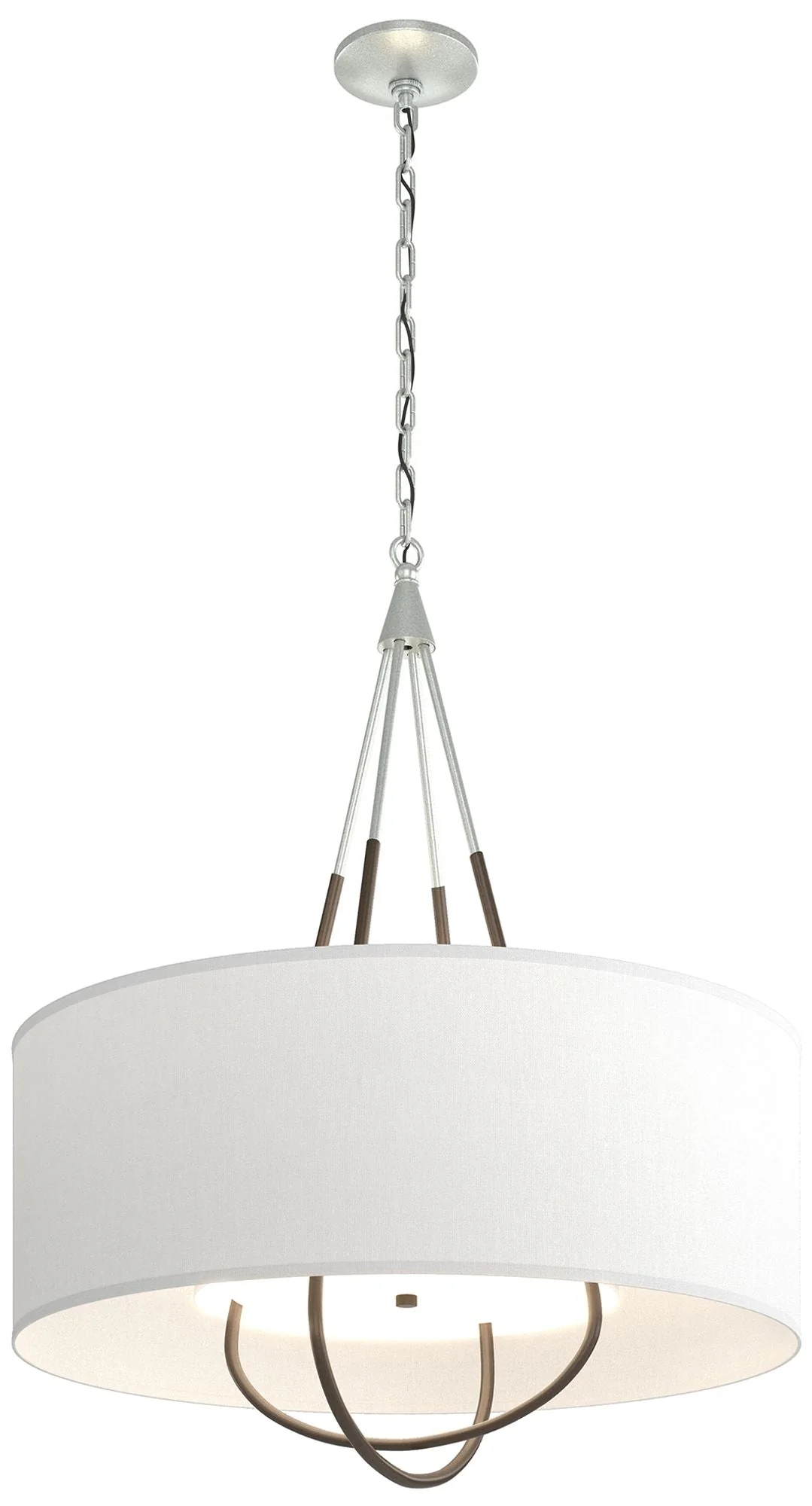Loop Pendant - Vintage Platinum Finish - Bronze Accents - Natural Shade - Image 1