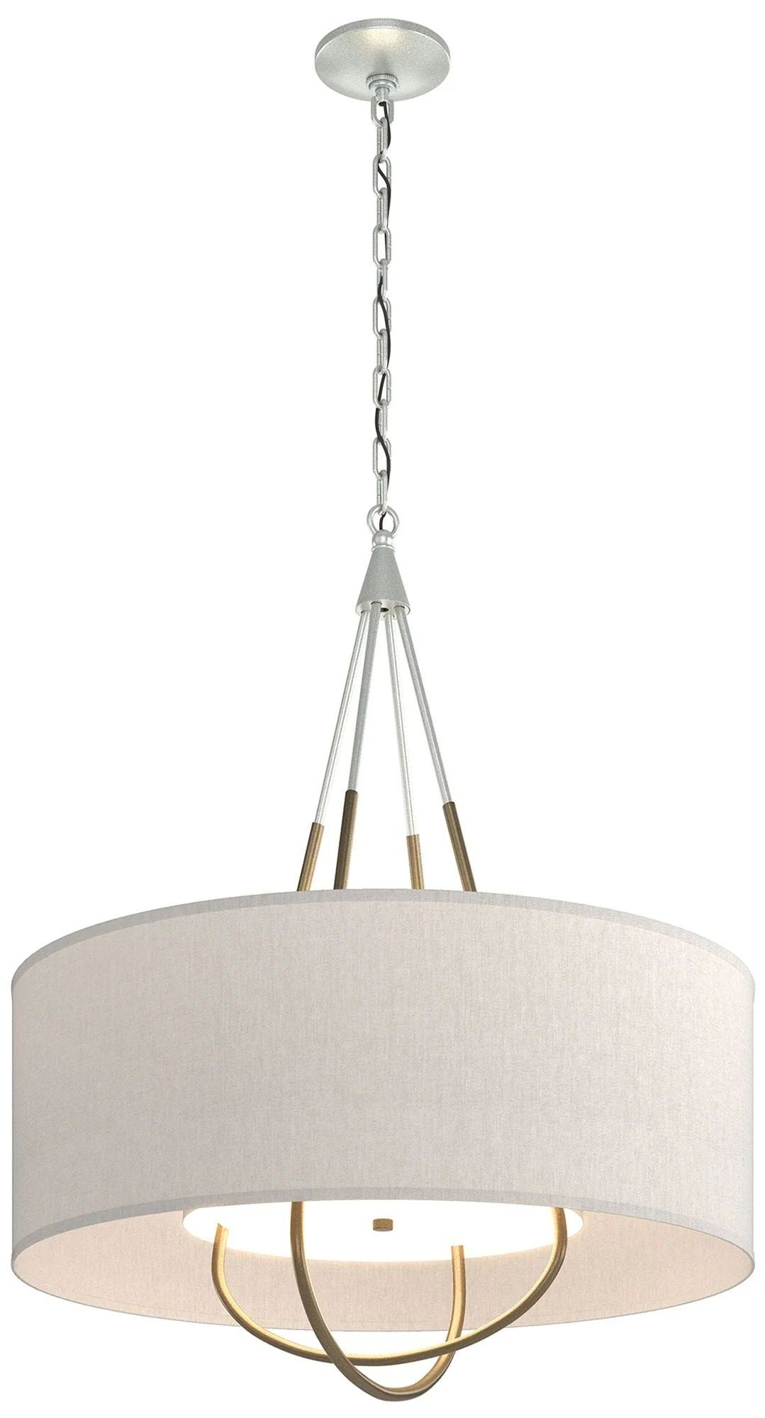 Loop Pendant - Vintage Platinum Finish - Soft Gold Accents - Flax Shade - Image 1