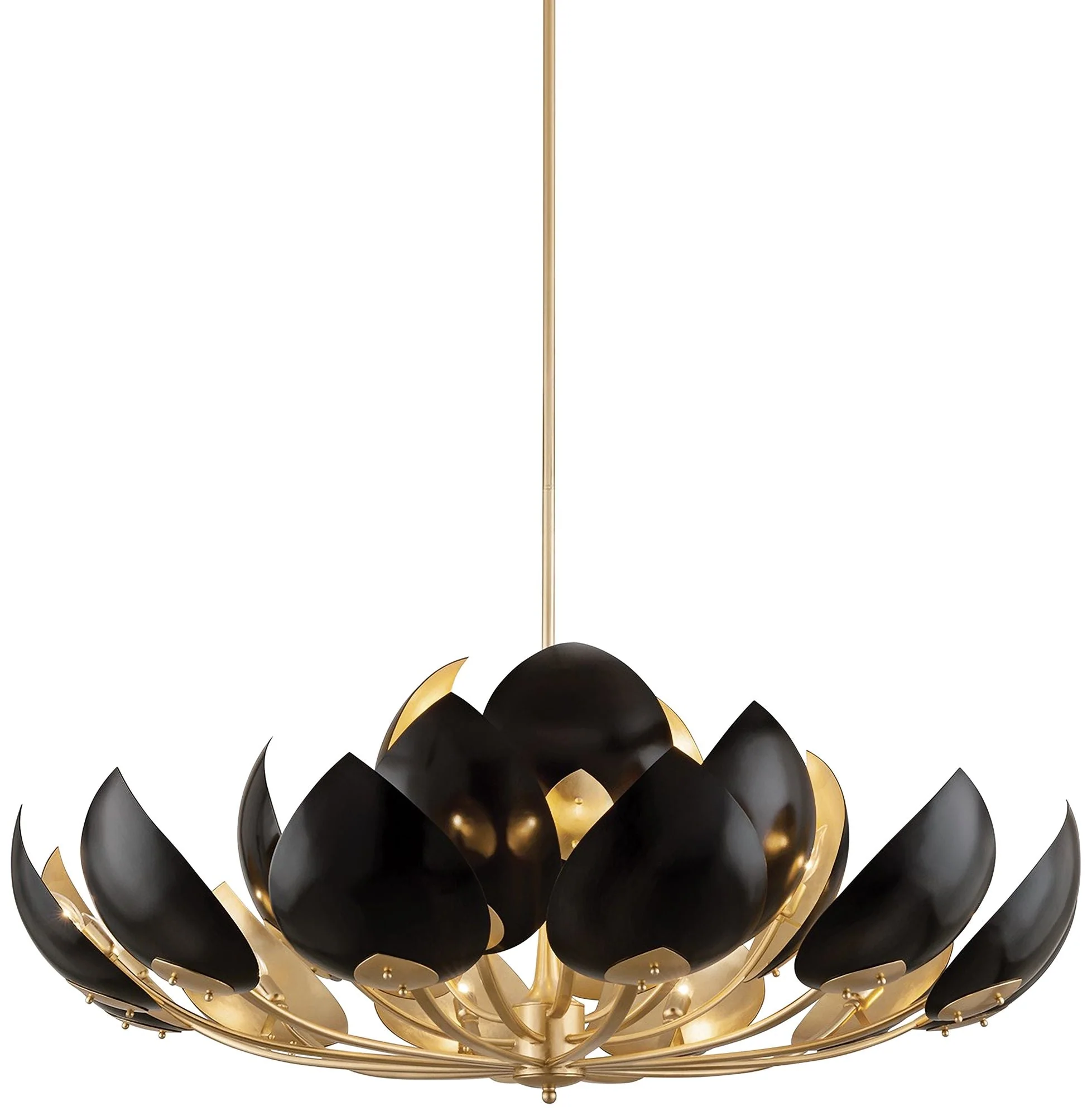 Lotus 21Lt Gold Leaf/Black Chandelier - Image 2