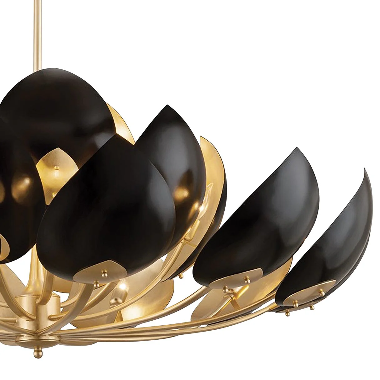 Lotus 21Lt Gold Leaf/Black Chandelier - Image 3