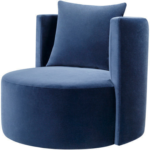 Surya Lorient Modern Navy Blue Velvet Swivel Chair - Image 2