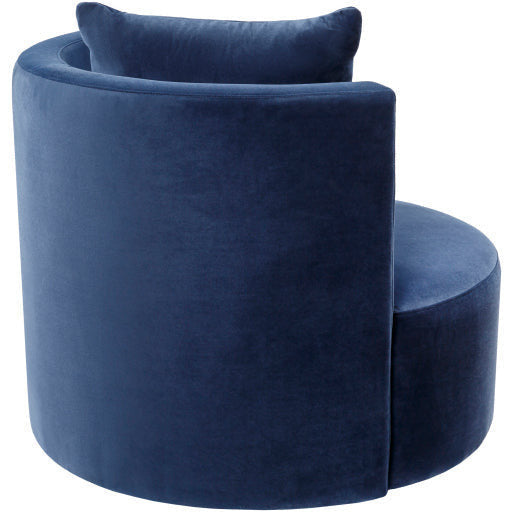 Surya Lorient Modern Navy Blue Velvet Swivel Chair - Image 3