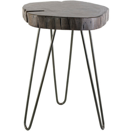 Surya Larissa Modern Gray Wood Top With Black Metal Base Accent Side Table LRI-001 - Image 2