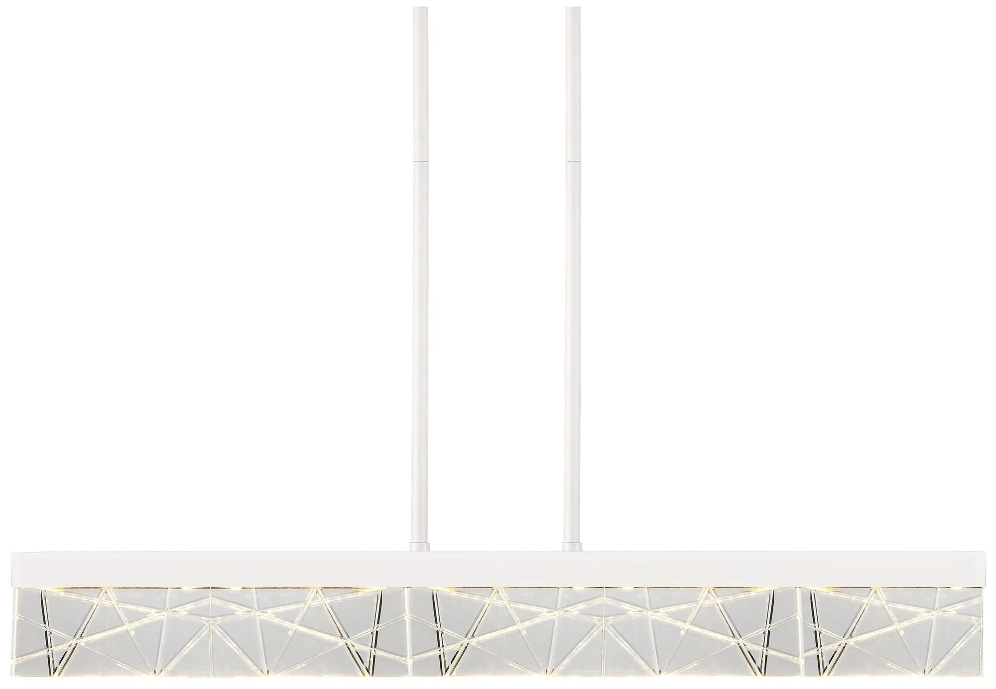 Lucus LED 3CCT 43" Thick Engraved Crystals Matte White Linear Pendant - Image 1