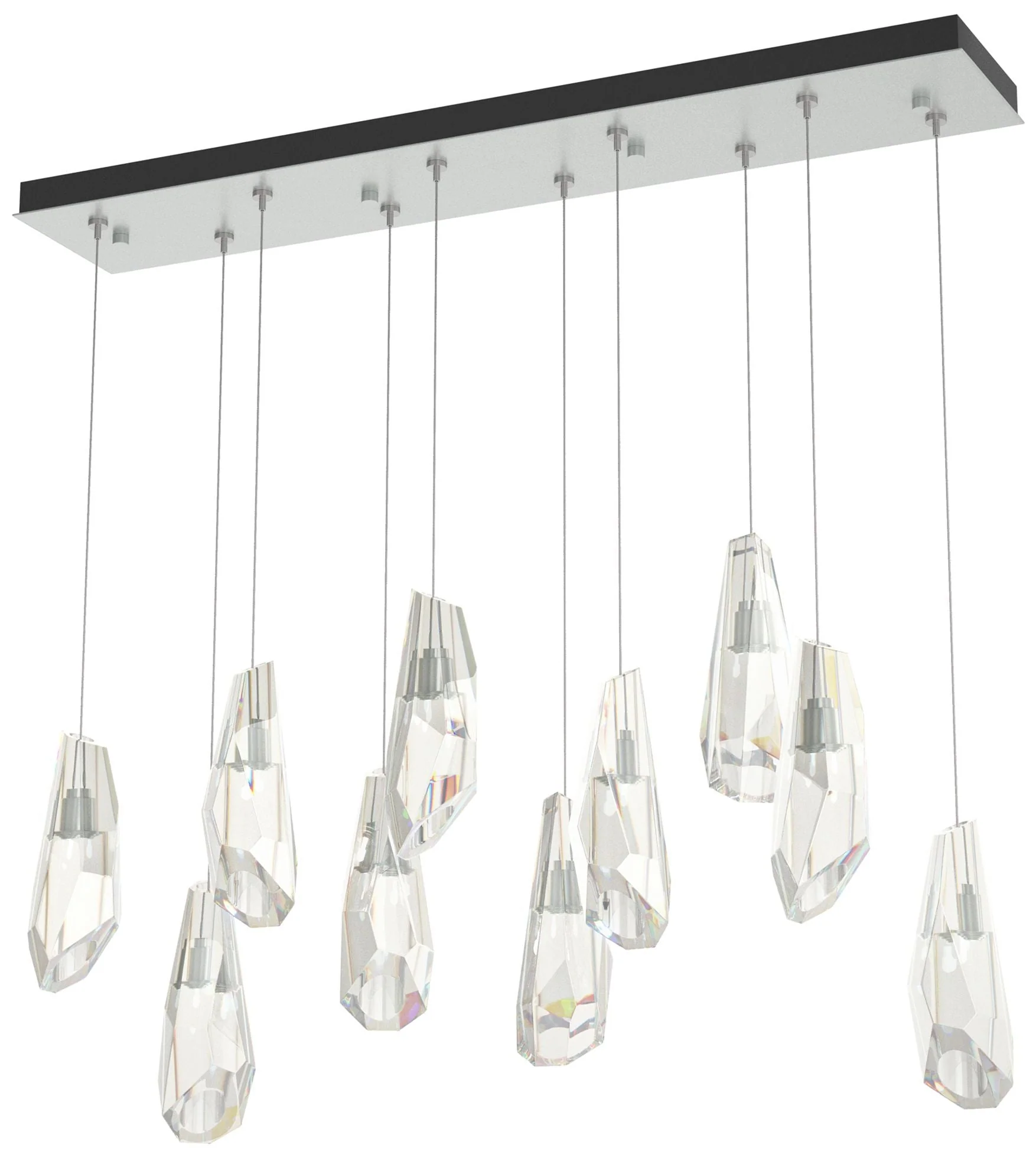 Luma 10-Light Large Crystal Rectangular Pendant - Platinum - Crystal - Image 1