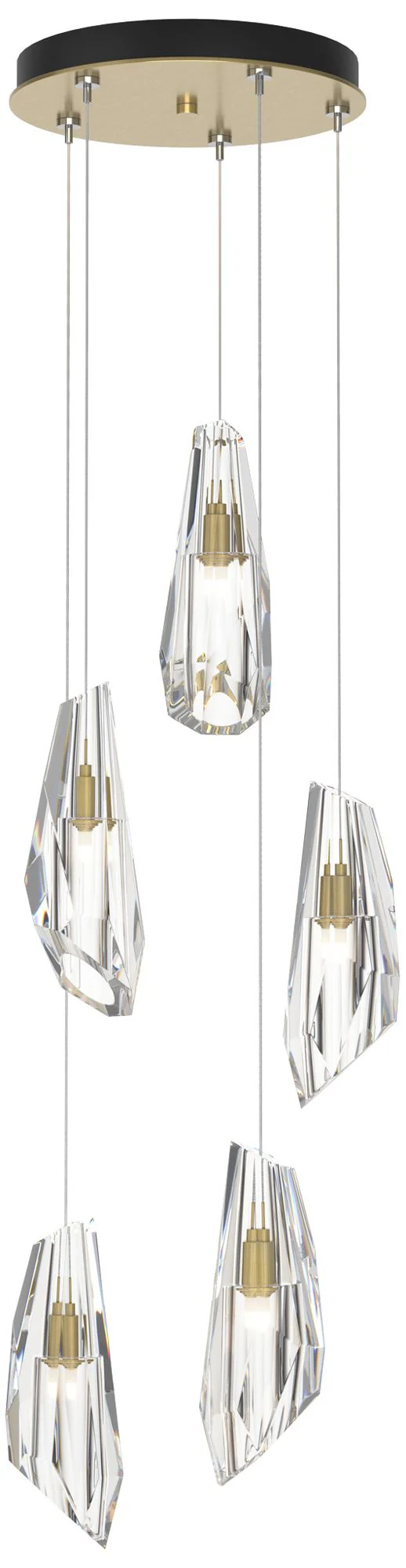 Luma 14.5" Wide 5-Light Modern Brass Crystal Long Pendant - Image 1